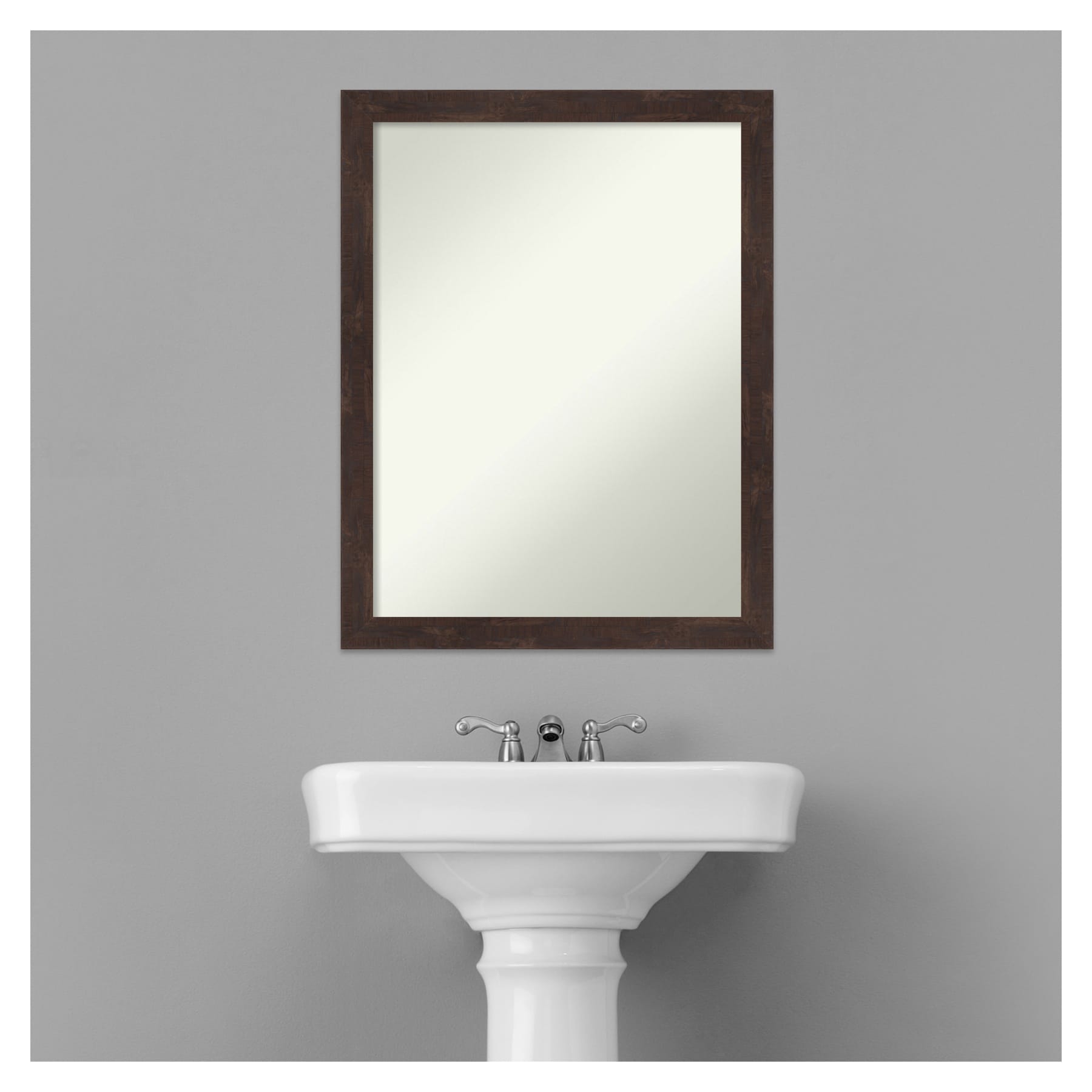 Fresco Dark Walnut Wood Framed Bathroom Vanity Mirror