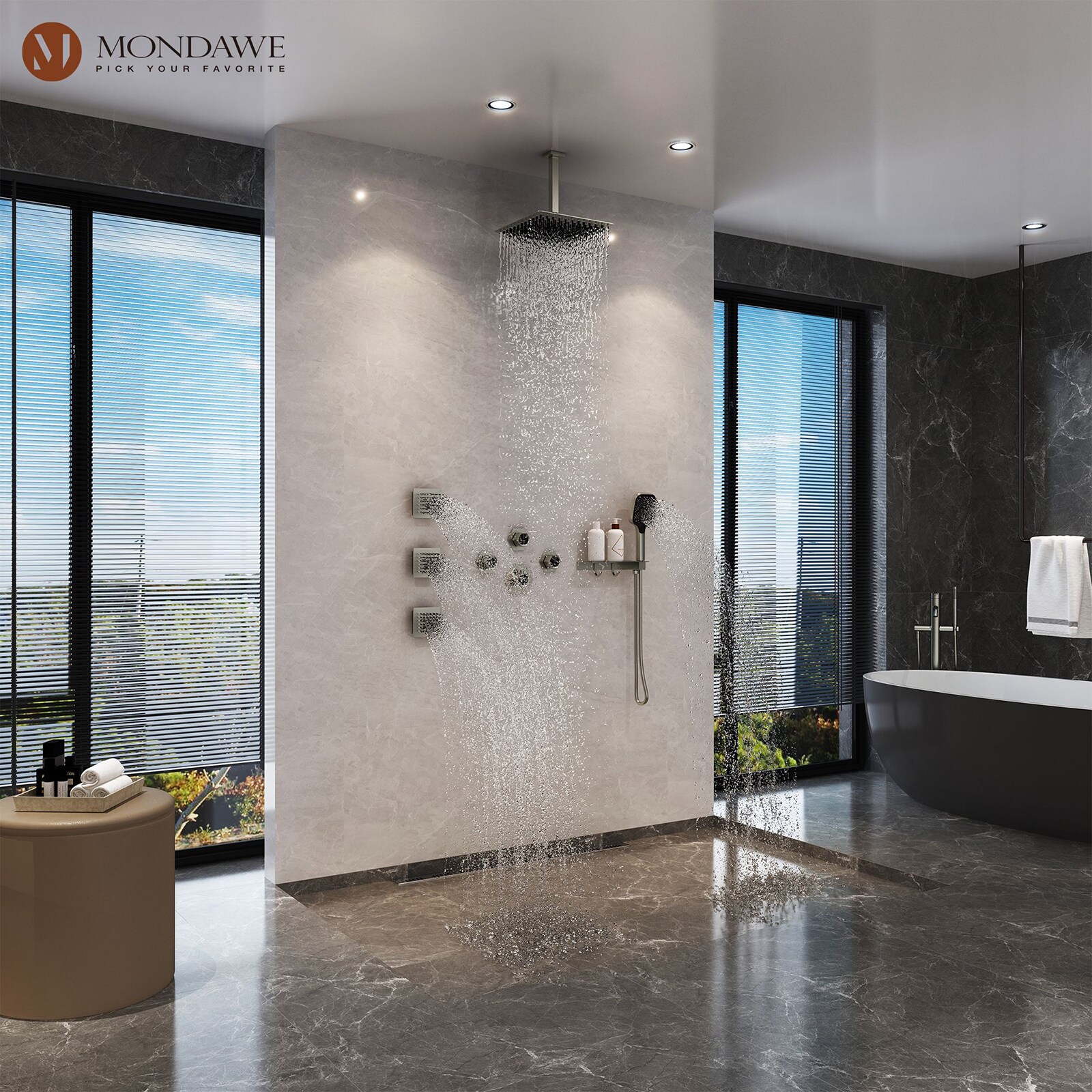 Mondawe MO-DT161MB Showerhead-Bar-Panels - View #3