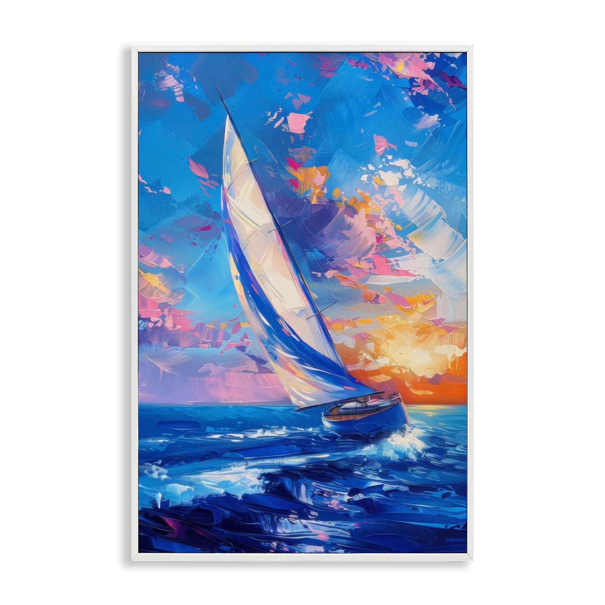 Stupell Industries BT-716-WFR-20X30 Abstract Boat at Sunset Framed Giclee design by LSR Design Studio