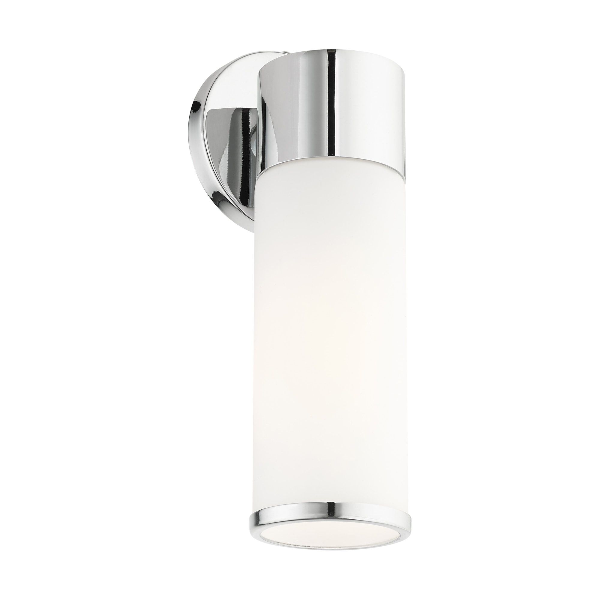 Polished Chrome Steel Wall Sconce with Opal Glass Shade