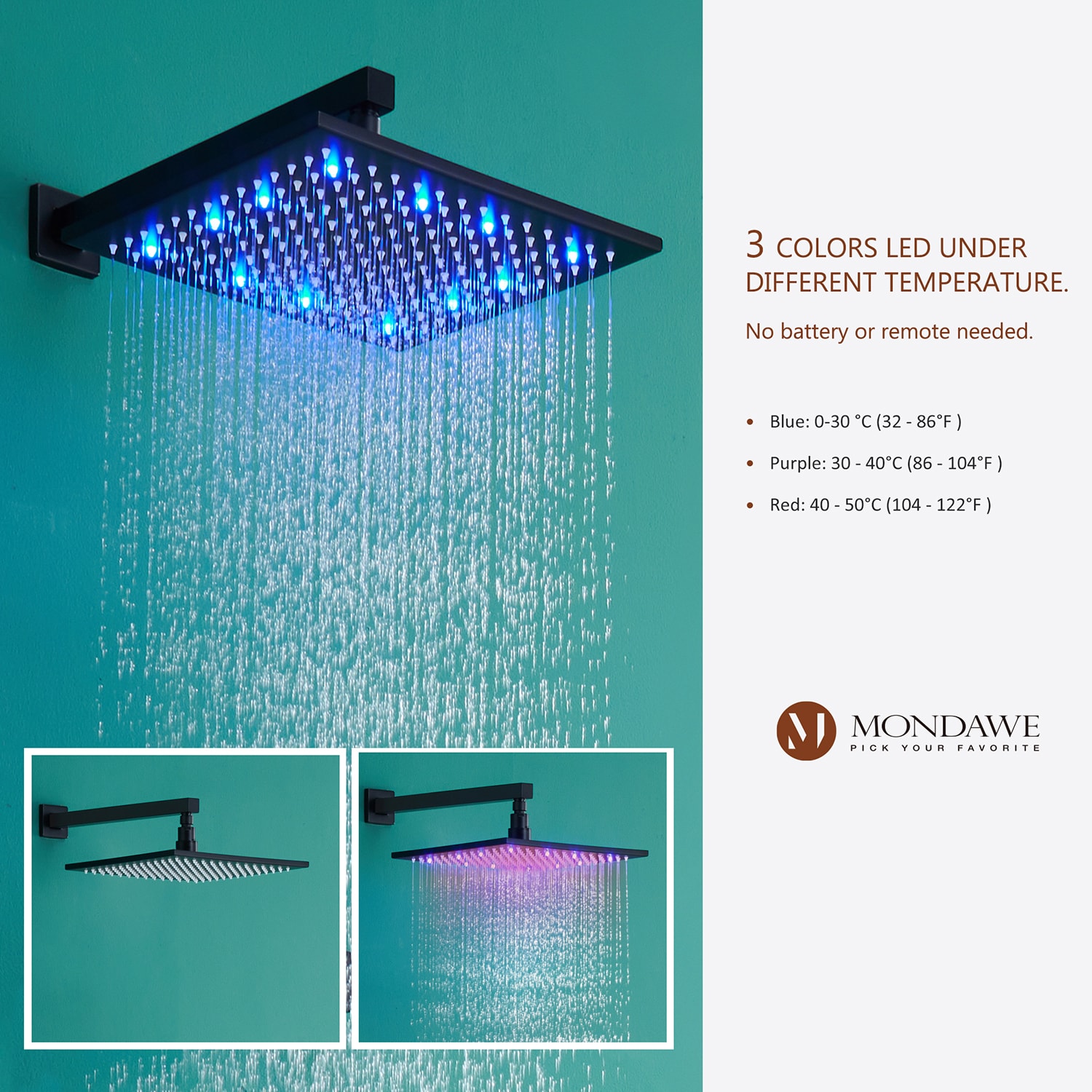 Mondawe MO6006-16GD Showerhead-Bar-Panels - View #5