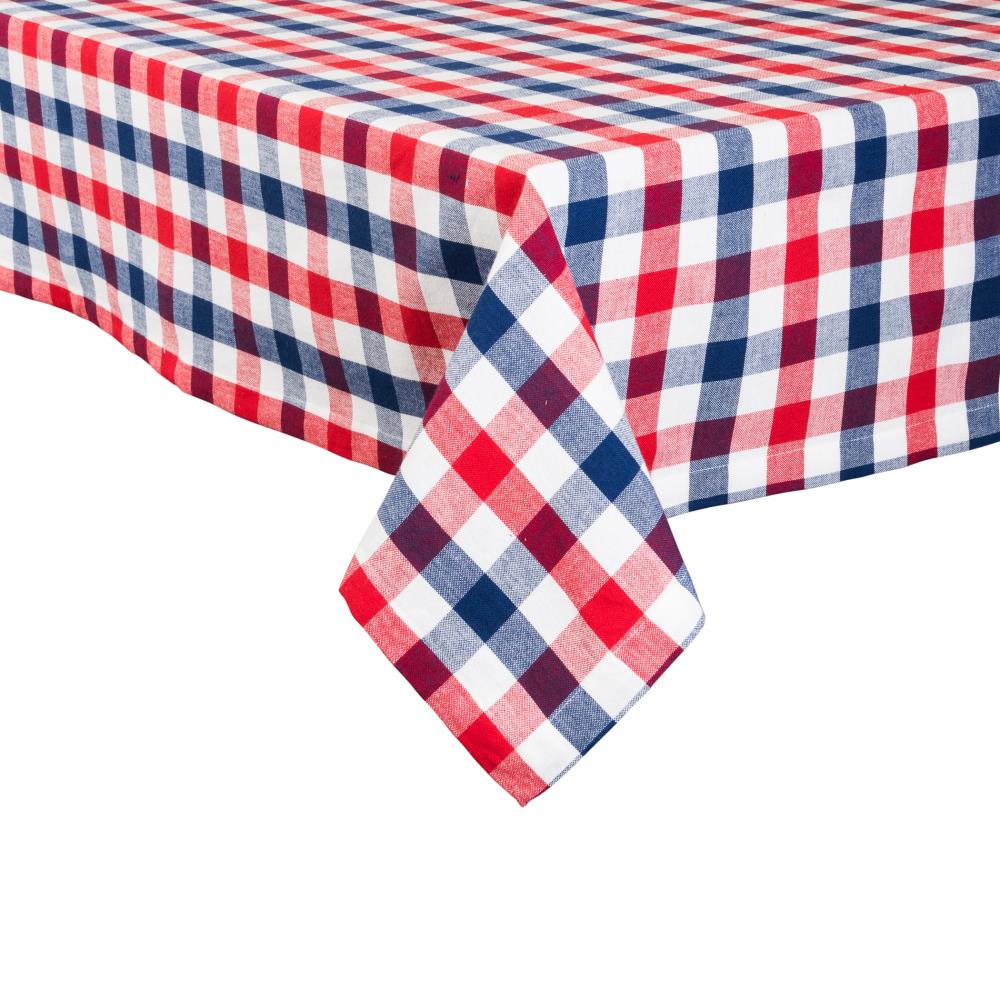 DII Holiday Tablecloth Red and Blue Table Cover for 5-ft Rectangle in ...