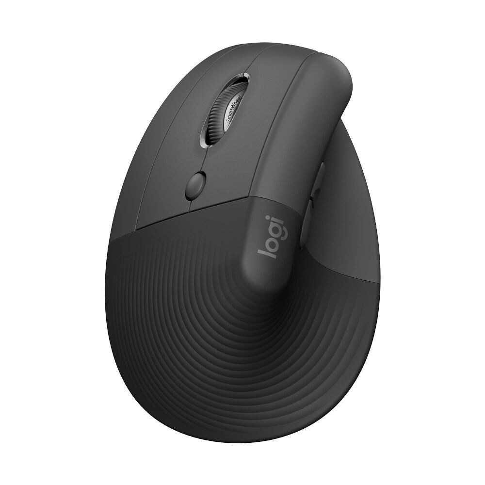 Logitech  Lift Left-Hand Vertical Ergonomic Wireless Mouse - Bluetooth or USB Receiver - Quiet Clicks - 4 Buttons - Graphite