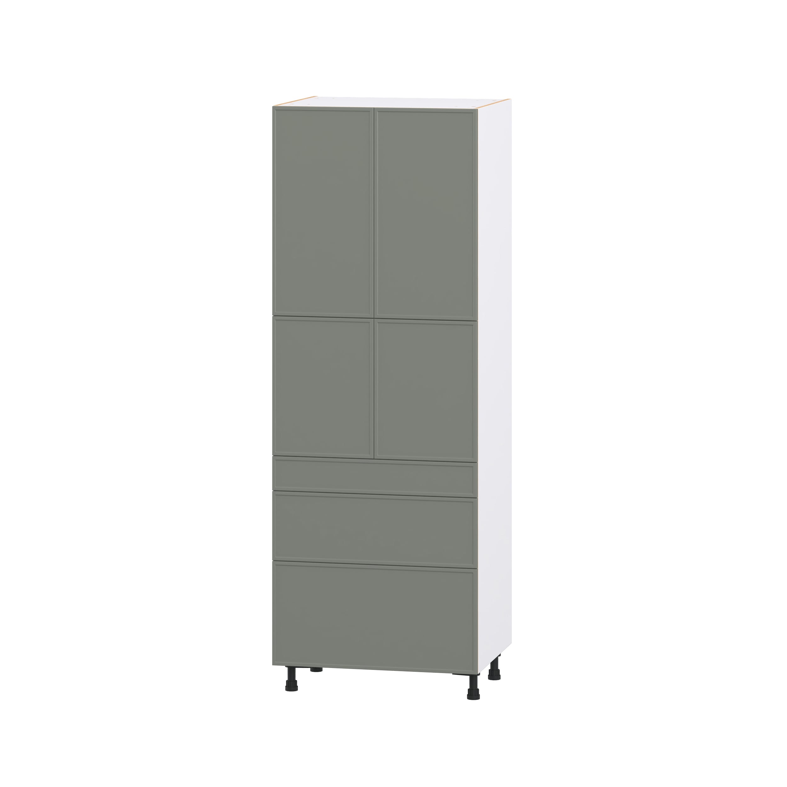Hugo&Borg DST3D302484.5I2WD-CO Concord 30-in W x 84.5-in H x 24.66-in D Moss Green 3 -Drawers Pantry Fully assembled Cabinet Flat Panel