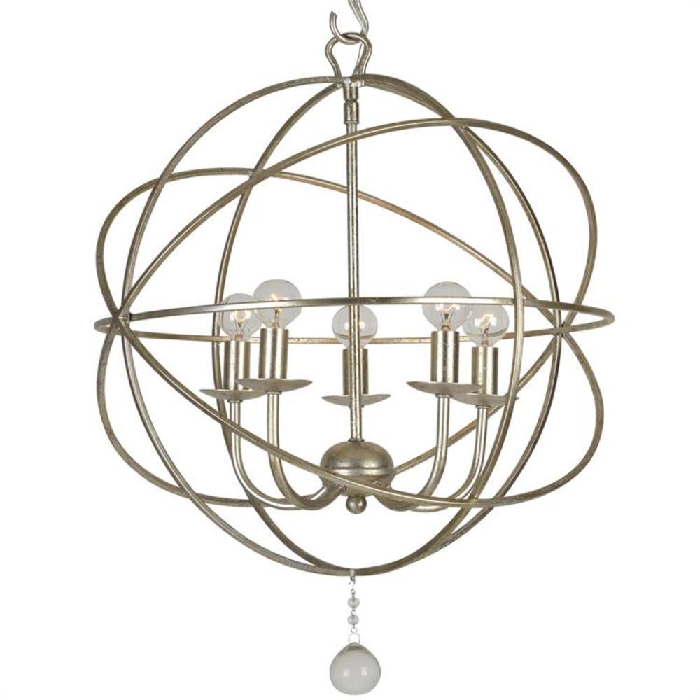 Crystorama 9224-OS Solaris 5 -Light Brushed Steel Transitional Crystal For Use in Bathrooms, Foyers, Kitchens, Chandelier