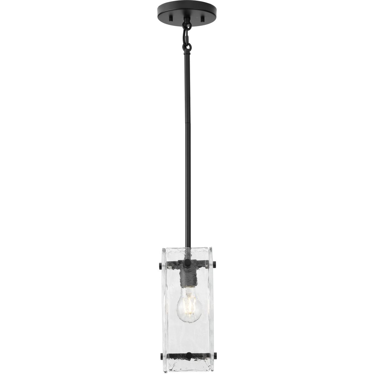 Rivera Matte Black Mini Pendant with Clear Textured Glass