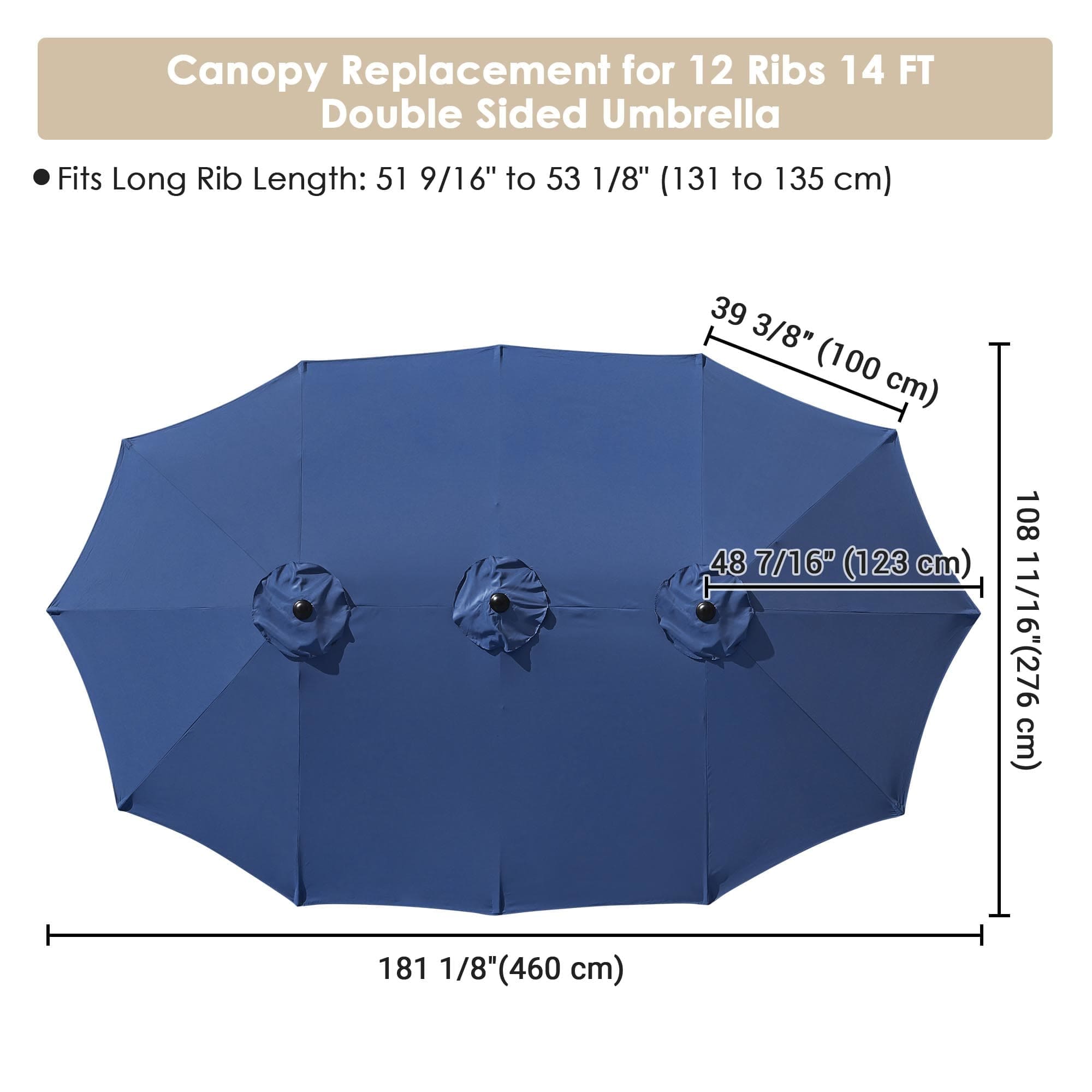 Yescom 07UMC012-14D-NAVY-LO Umbrellas-3 - View #6