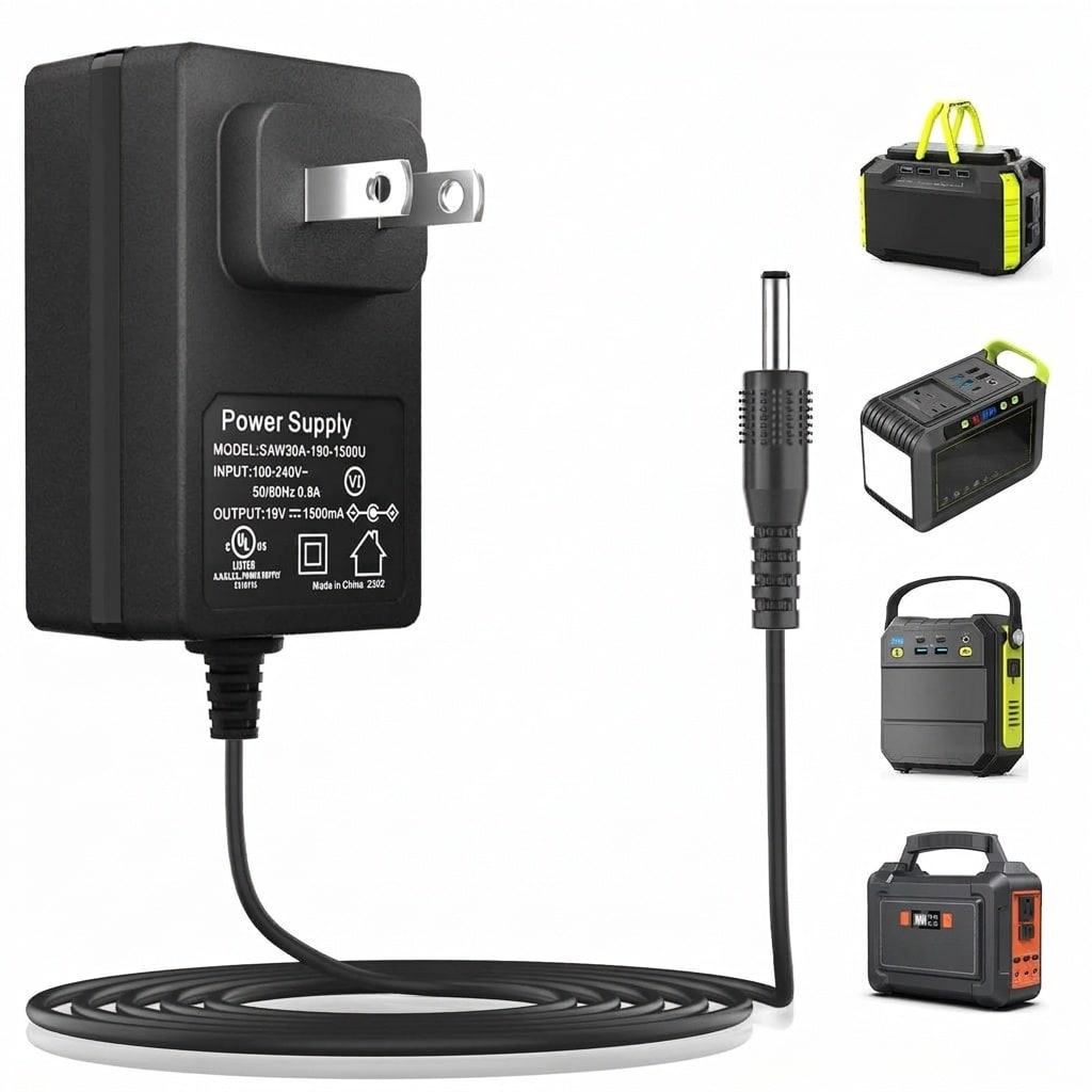 Etokfoks 19V AC DC Adapter Power Cord Plug Compatible Portable Power Station Solar Generator 1 5A Charger #LETXHNNAG