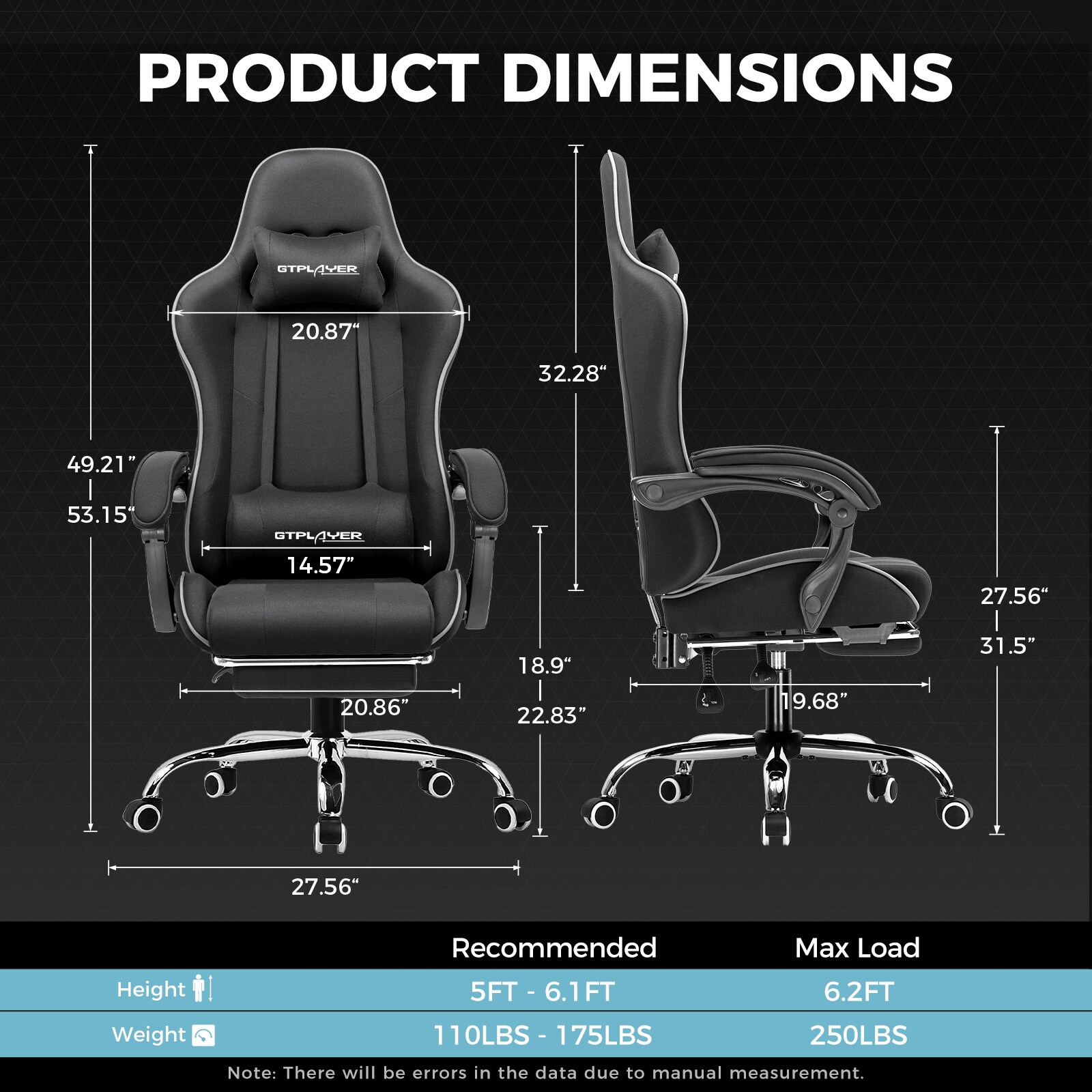 GTPLAYER LOWE-GT800A-BLACK-FA Office-Chairs - View #8