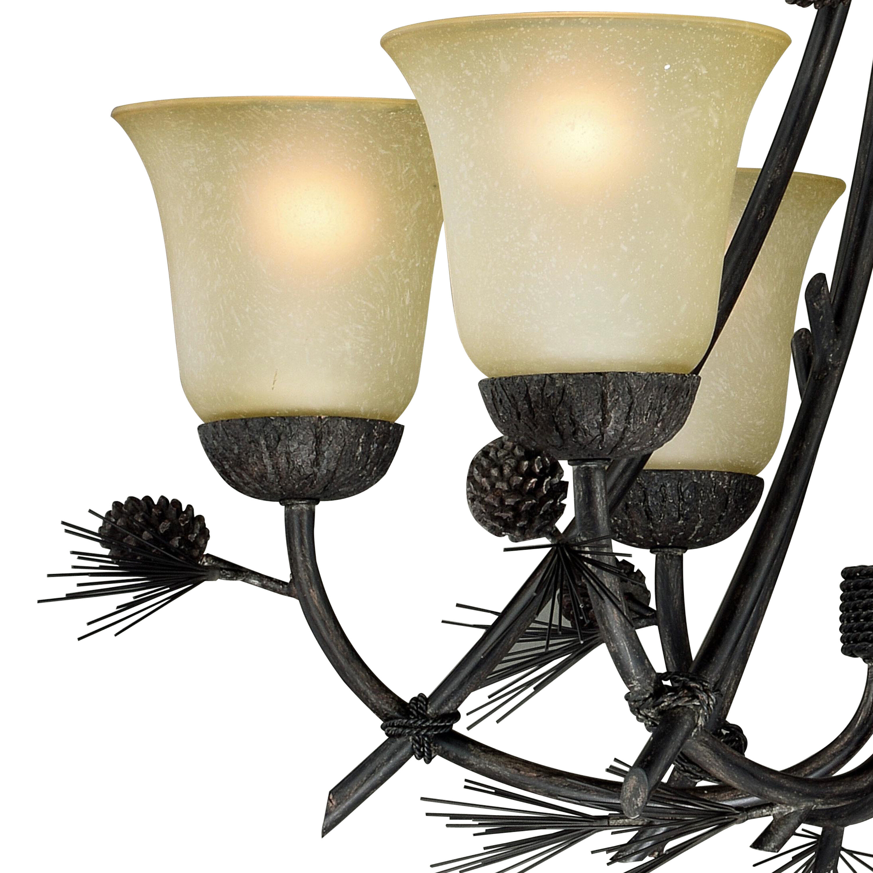 Sierra 31" Bronze Rustic Chandelier with Frosted Glass