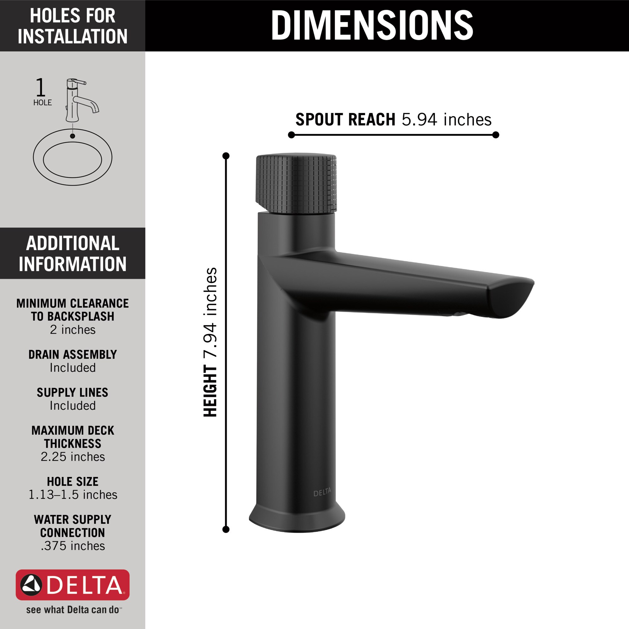 Delta 573-BLMPU-DST Lavatory-Faucets - View #3