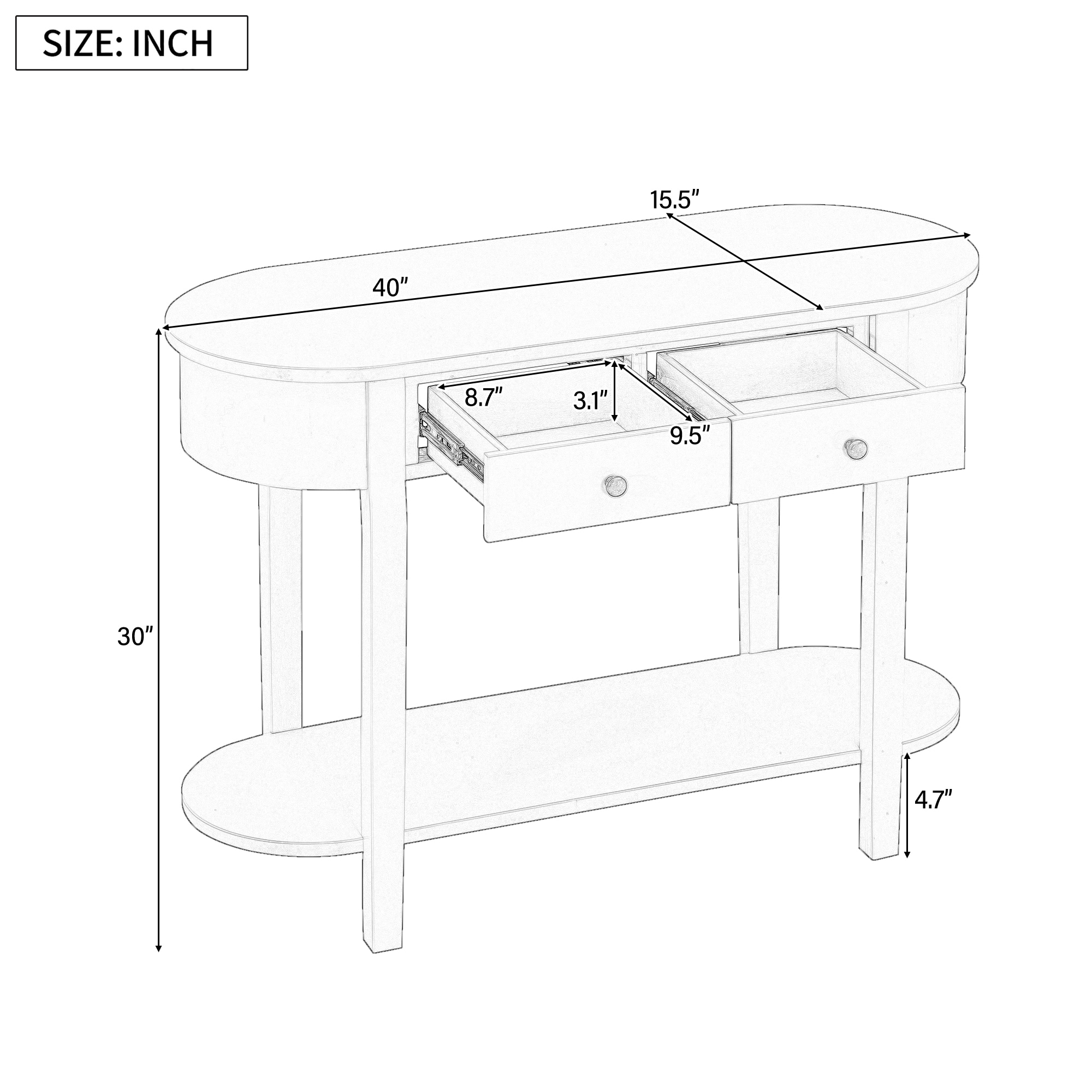 SINOFURN SYA330198BL Console-Sofa-Tables - View #3