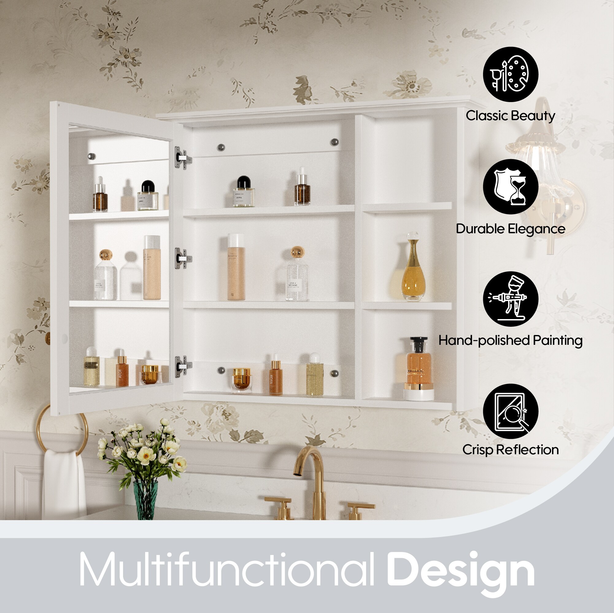 Forclover MF03ZC-WD34WT Bathroom-Medicine-Cabinets - View #3