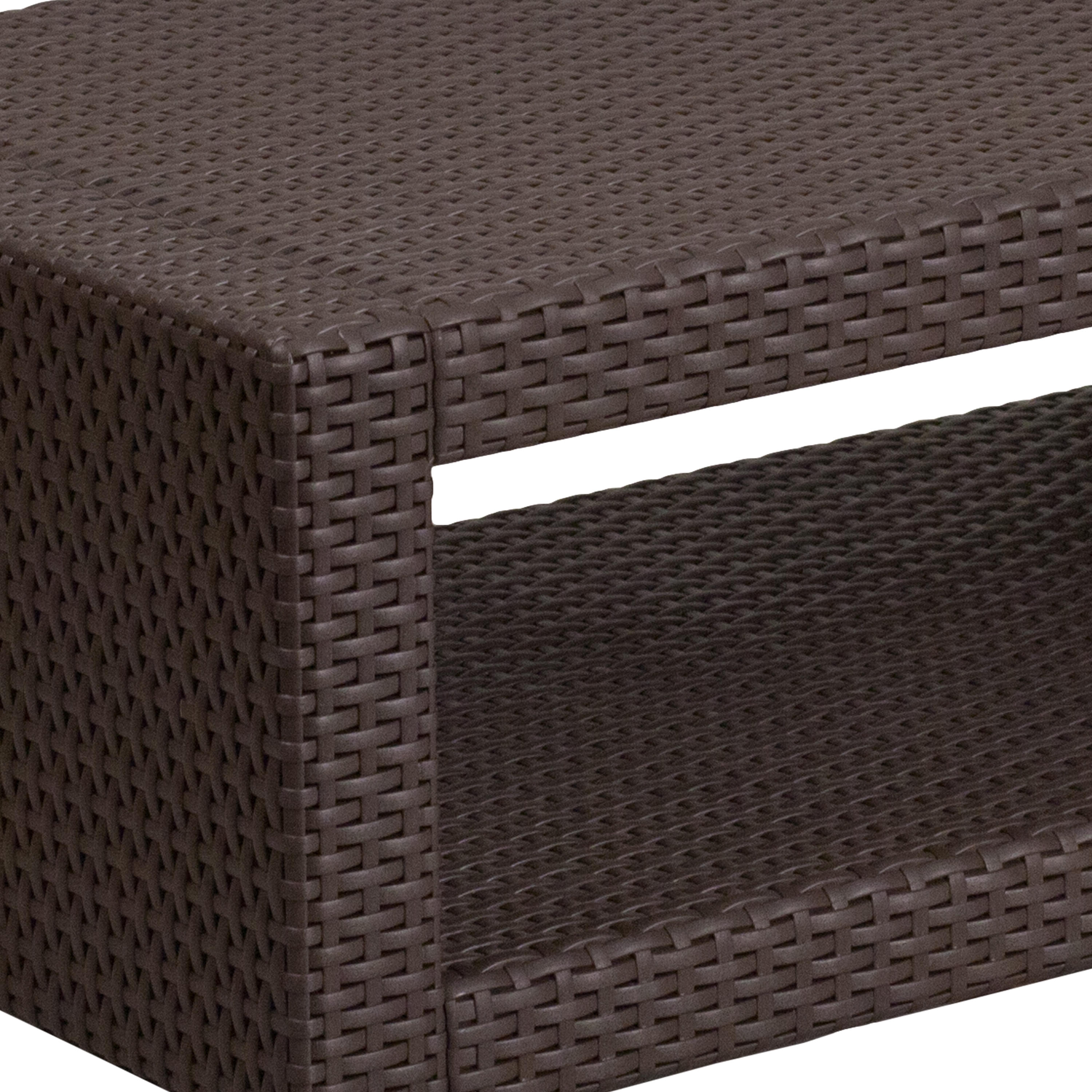 Seneca Chic Chocolate Brown Faux Rattan Outdoor Coffee Table