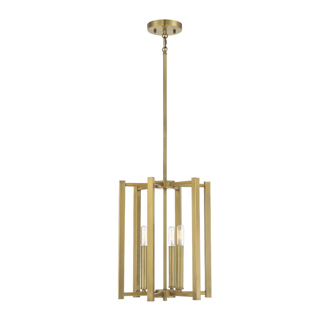  LW-SH640683 3-Light Warm Brass Transitional Geometric Hanging Pendant Light