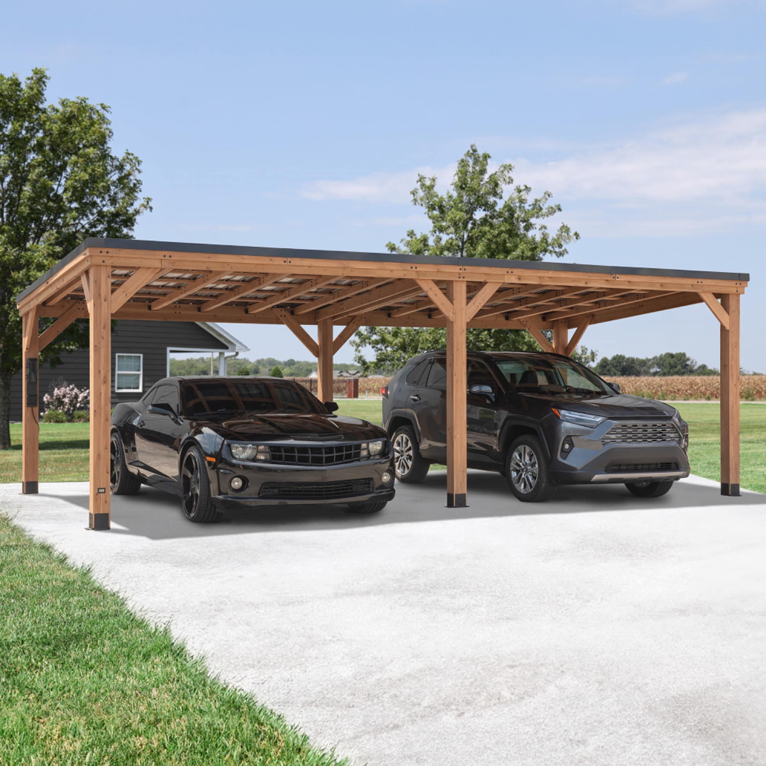 Backyard Discovery 2406025COM 12-ft x 24-ft Brown Rectangle Gazebo with Hardtop Steel Roof
