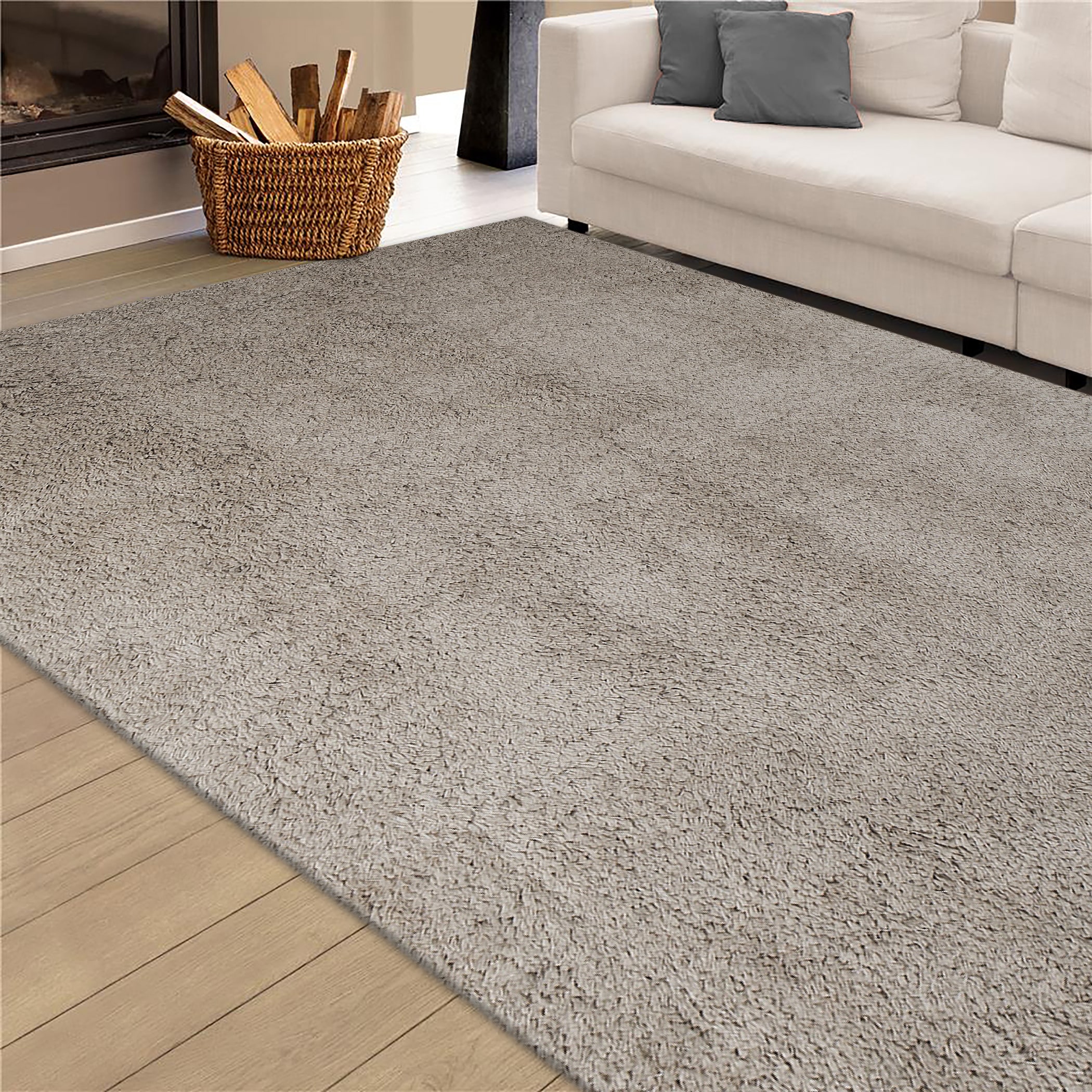 Amer Rugs ILT83656 4 x 6 (ft) Polyester Champagne Rectangular Indoor Solid Mid-Century Modern Area rug