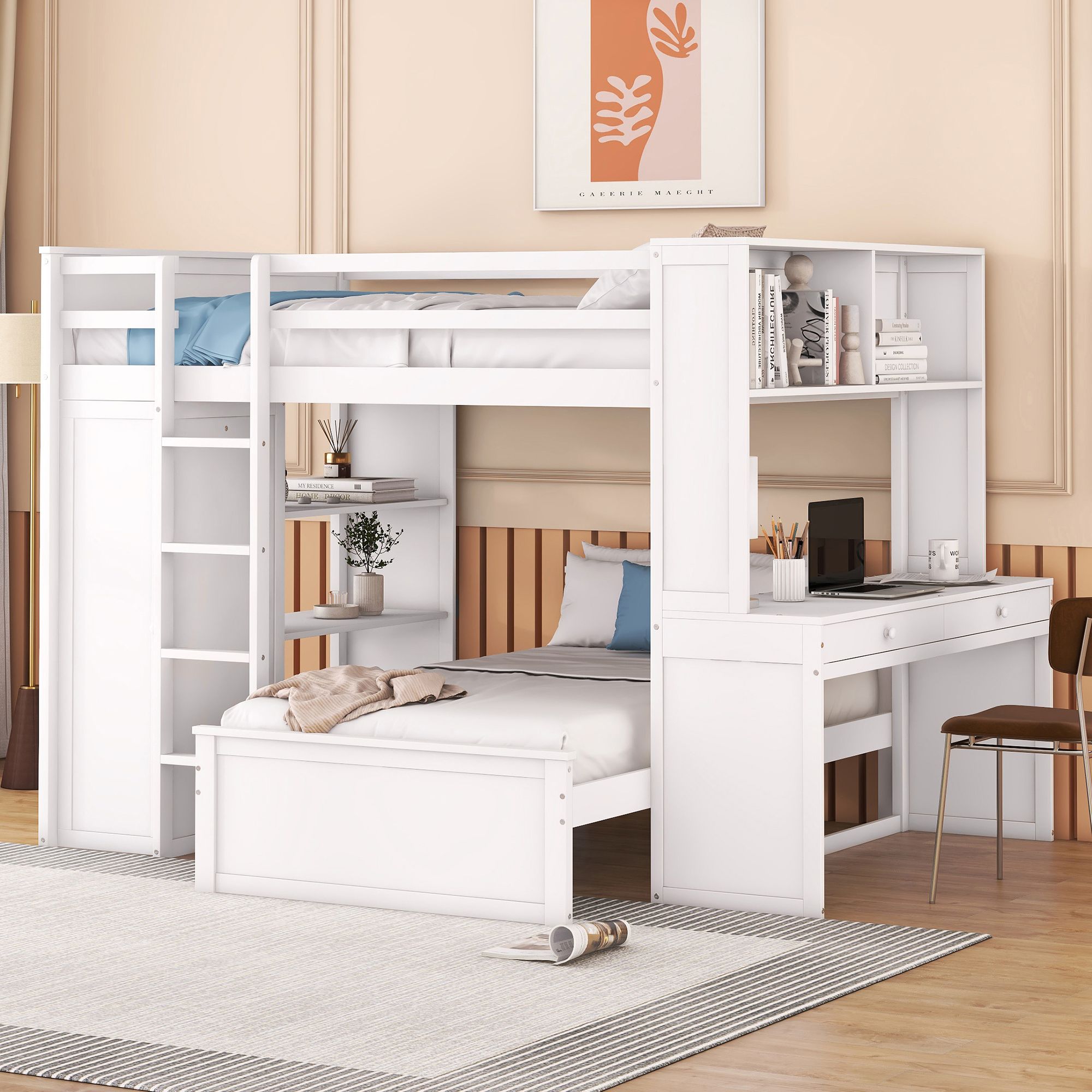 Yiekholo LL-1809AAK Gray Twin over full Bunk Bed