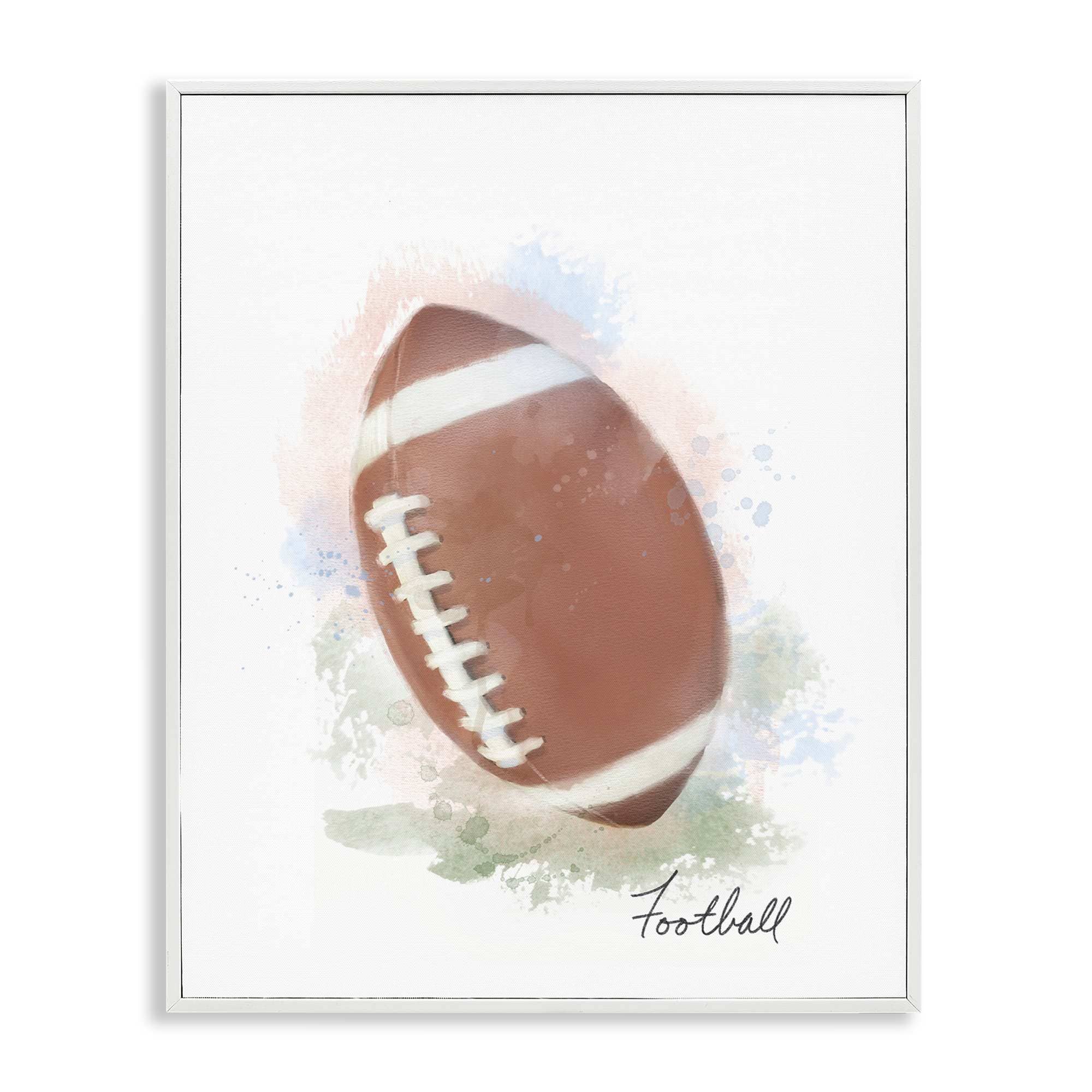 Stupell Industries BS-093-WFR-24X30 Soft Pastel Football White Framed Giclee Art By Matthew Piotrowicz 24 x 30