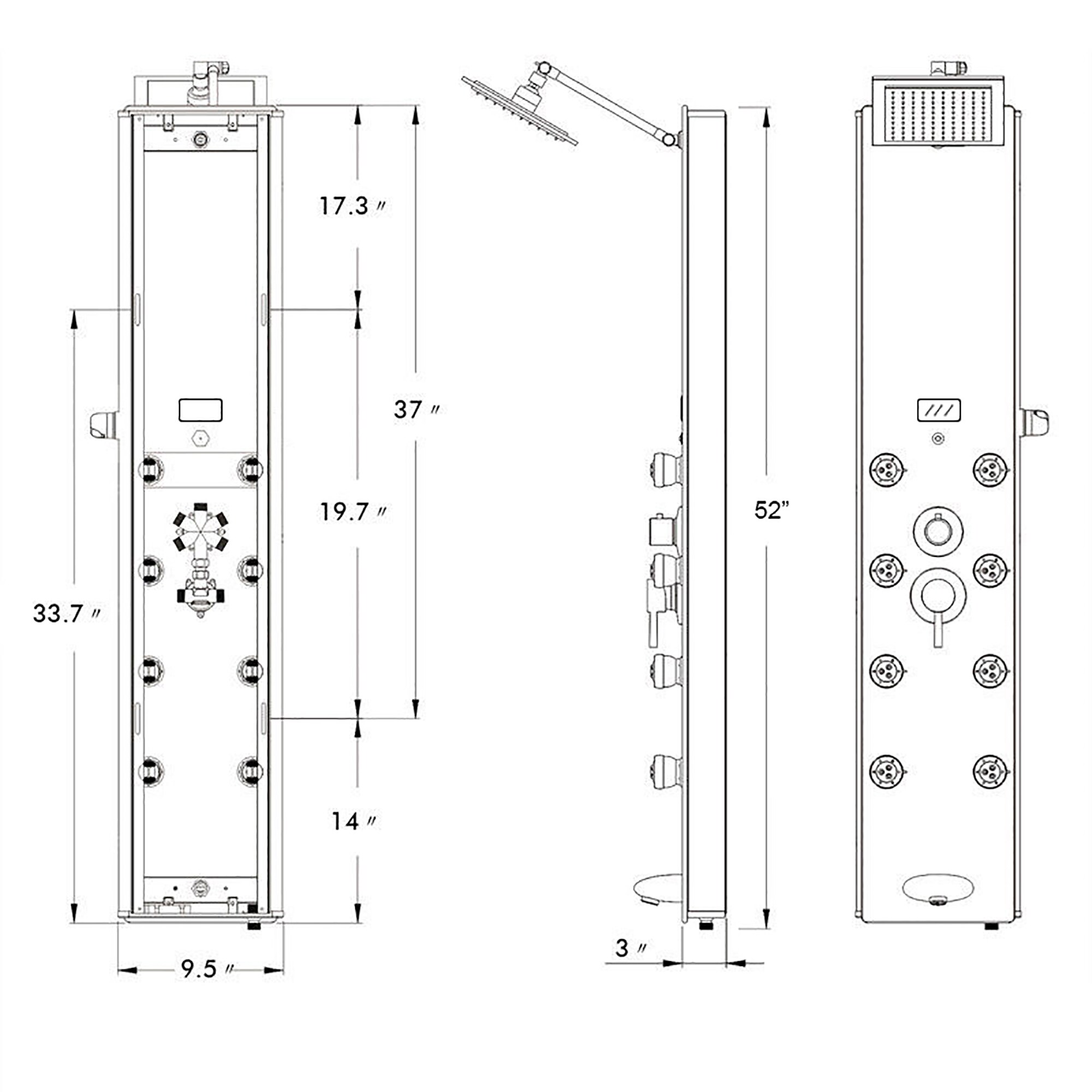 AKDY Brushed Stainless Steel 8.27-in Dual Head Shower Panel System with ...