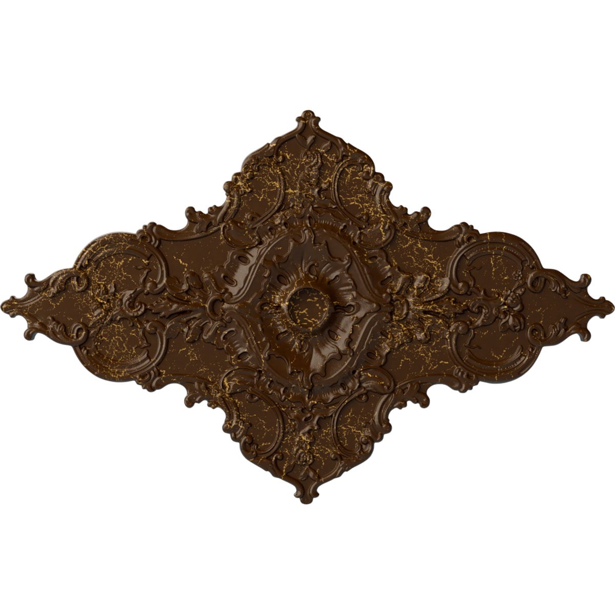 Ekena Millwork CM70X43MLRBC Melchor Diamond 67.25-in W x 43.325-in L Painted Root Beer Crackle Polyurethane Whole Ceiling Medallion