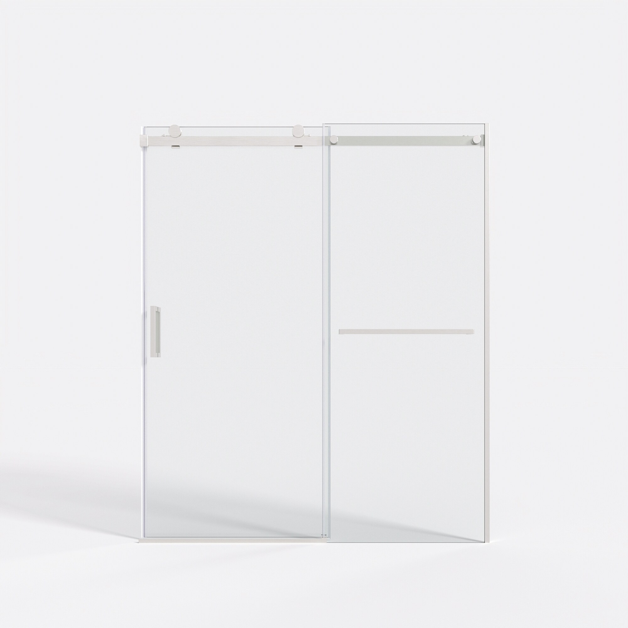 Brushed Nickel Frameless Sliding Shower Door with Clear Tempered Glass