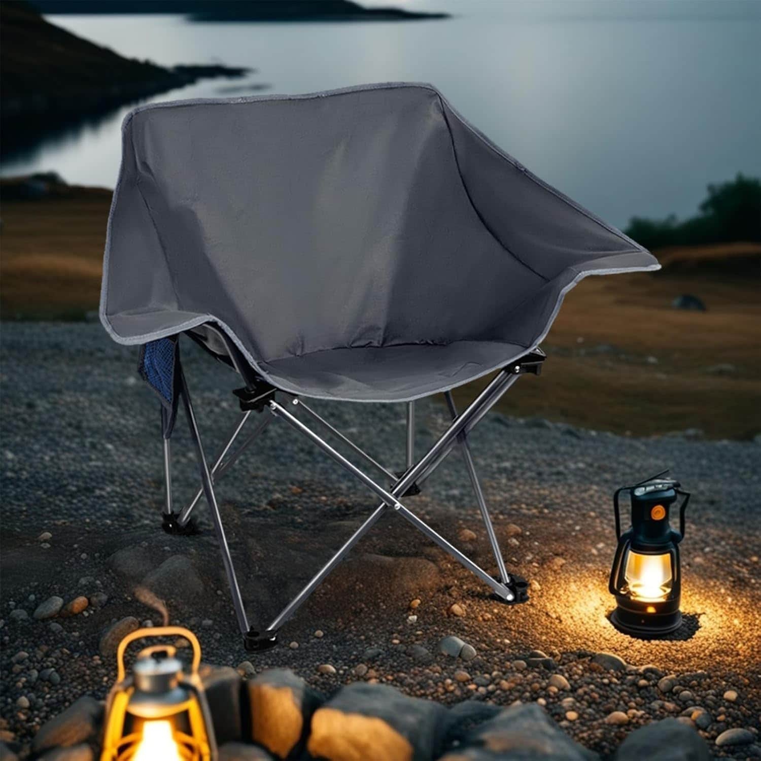 Clihome Polyester Black Folding Camping chair Carrying Strap/Handle Included