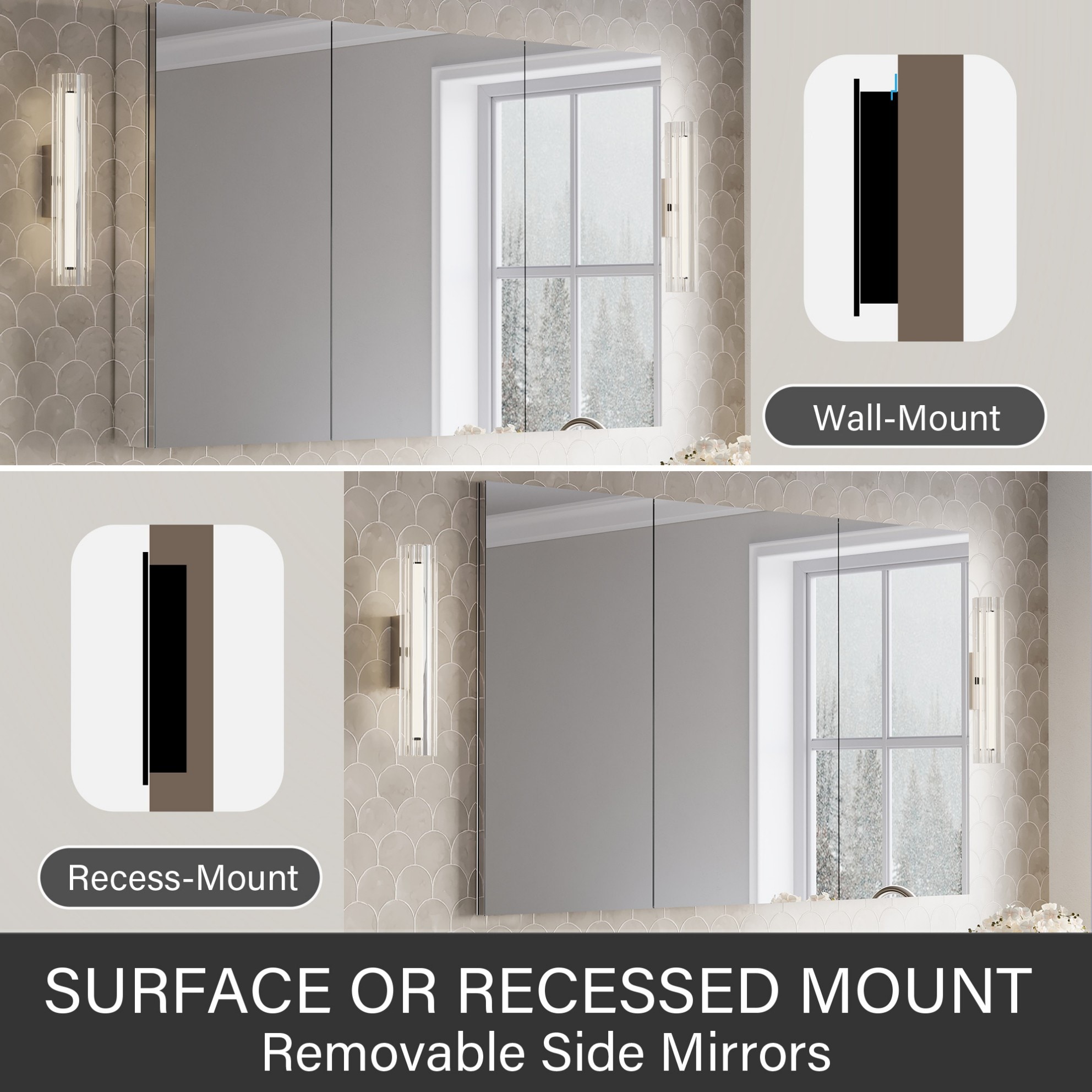 WELLFOR JRA16R20R16L32 Bathroom-Medicine-Cabinets - View #3