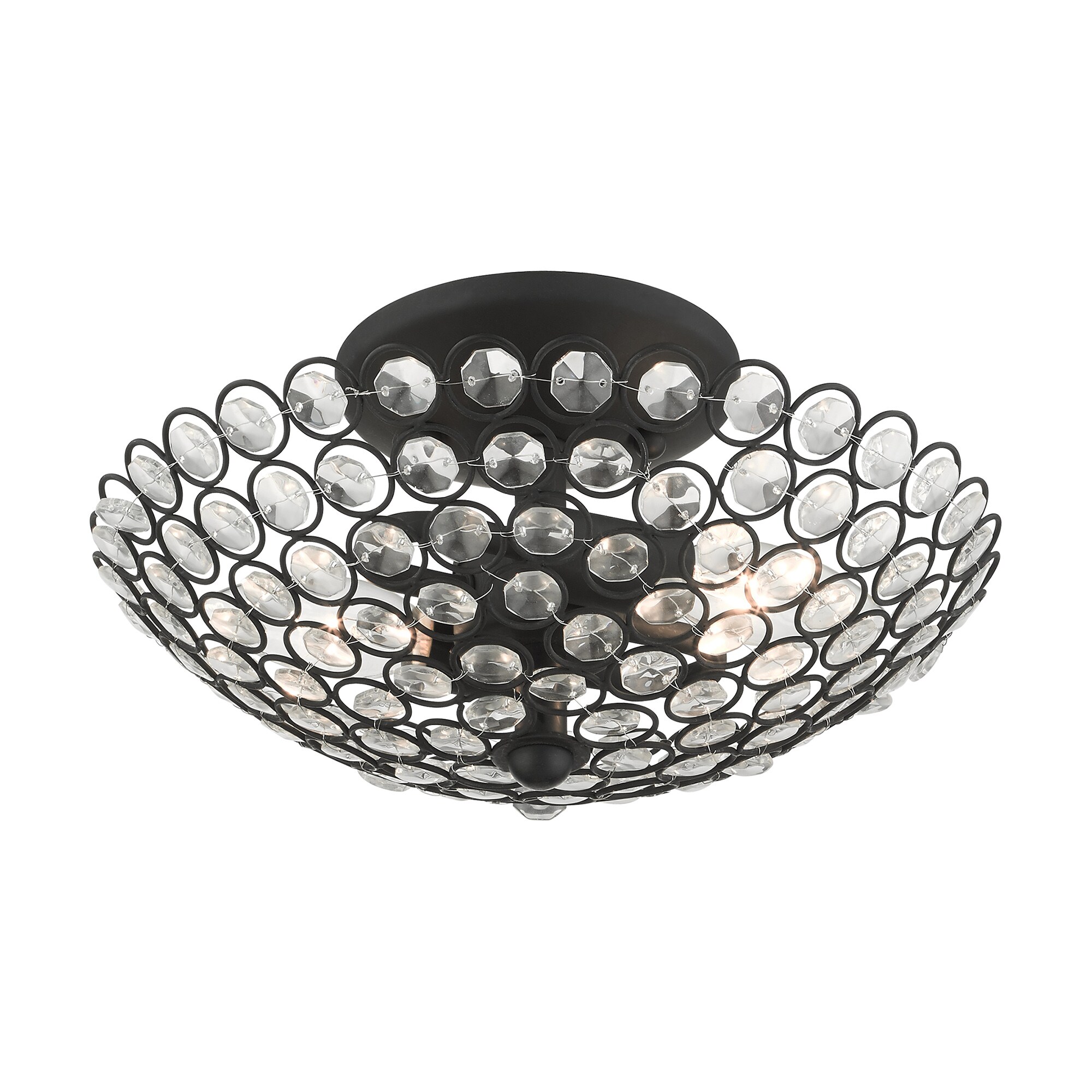 Black Crystal 11" Indoor/Outdoor Bowl Semi-Flush Mount