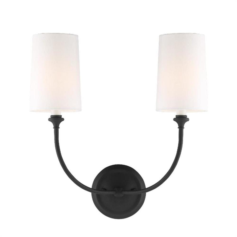 Crystorama 2242-BF Sylvan 15.5-in W 2 -Light Matte Black Transitional Wall Sconce