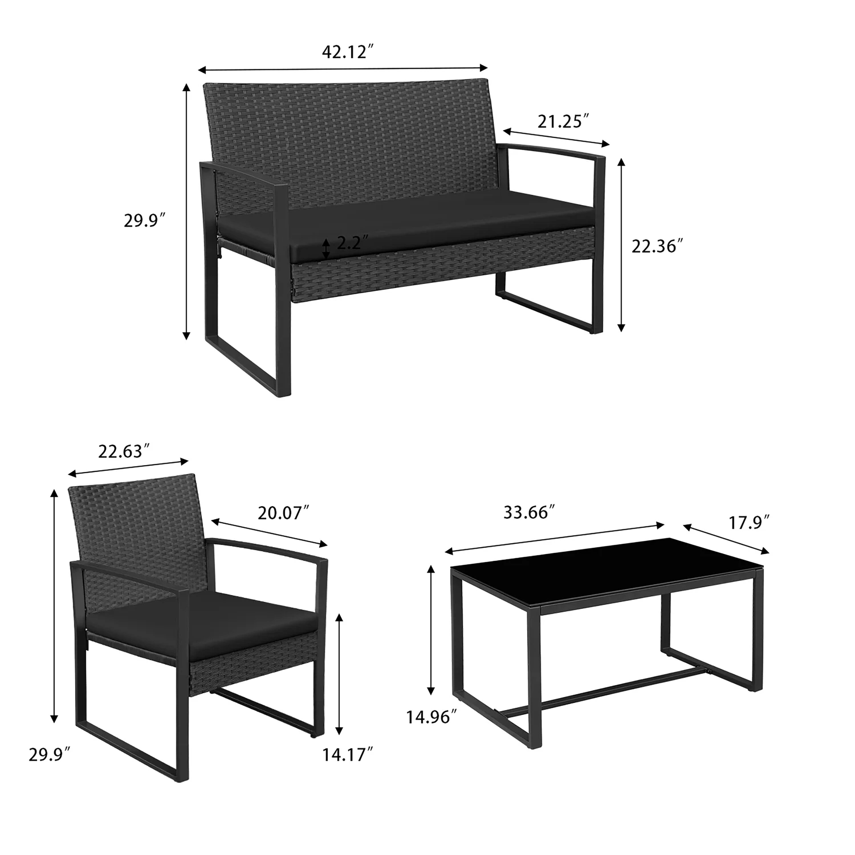 Vineego LS-LCRC814M00 Patio-Conversation-Sets - View #7