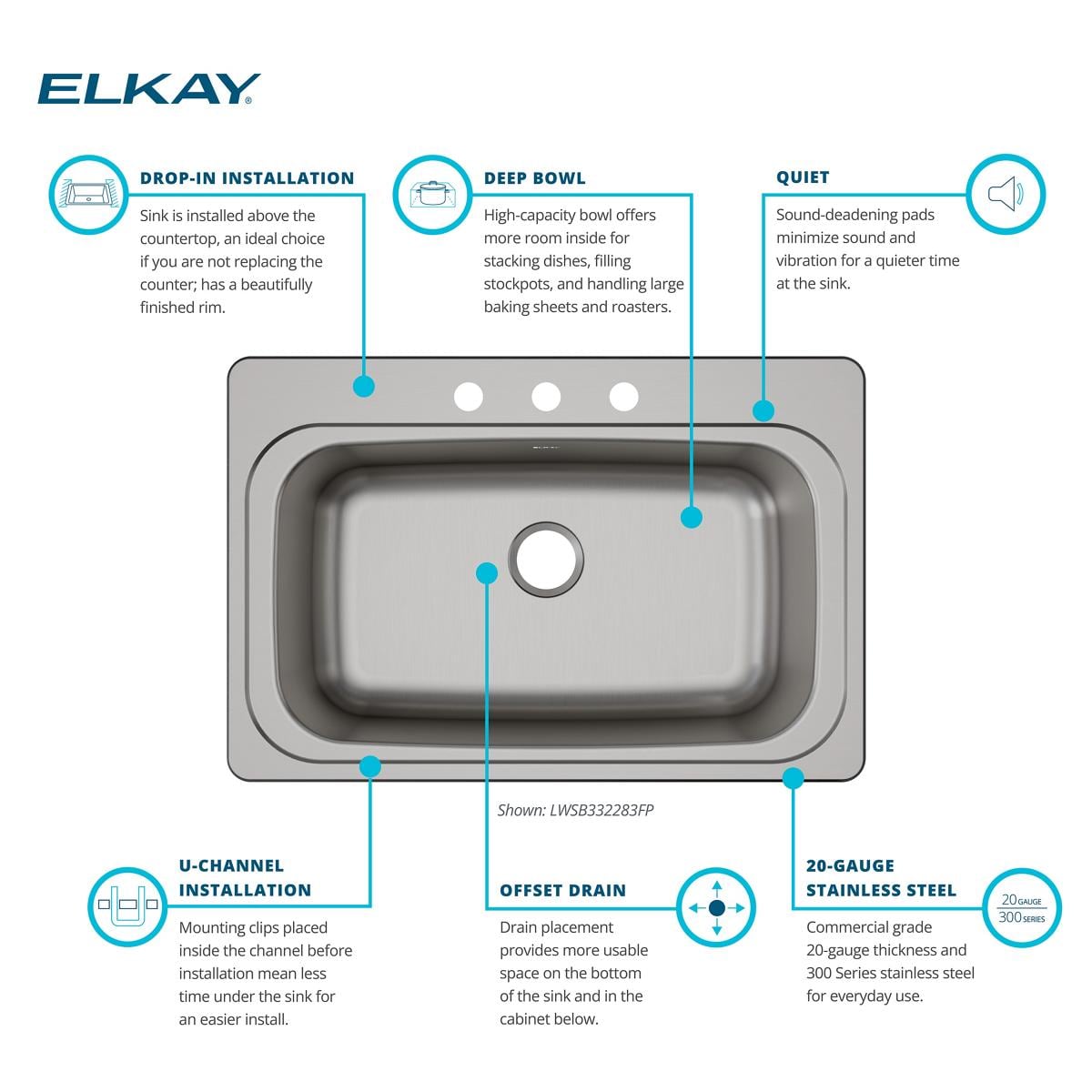 Elkay LWSB332283FP Kitchen-Sinks - View #4