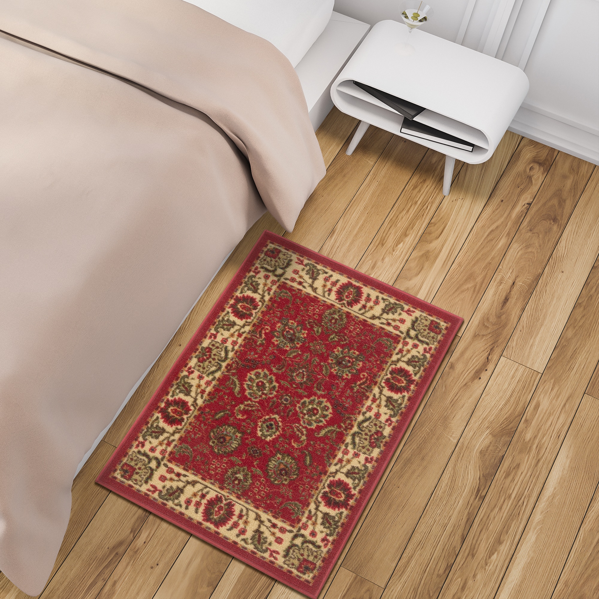 Ottomanson Ottohome Traditional Floral Non Slip Area Rug - Dark Red 2'3 x 3