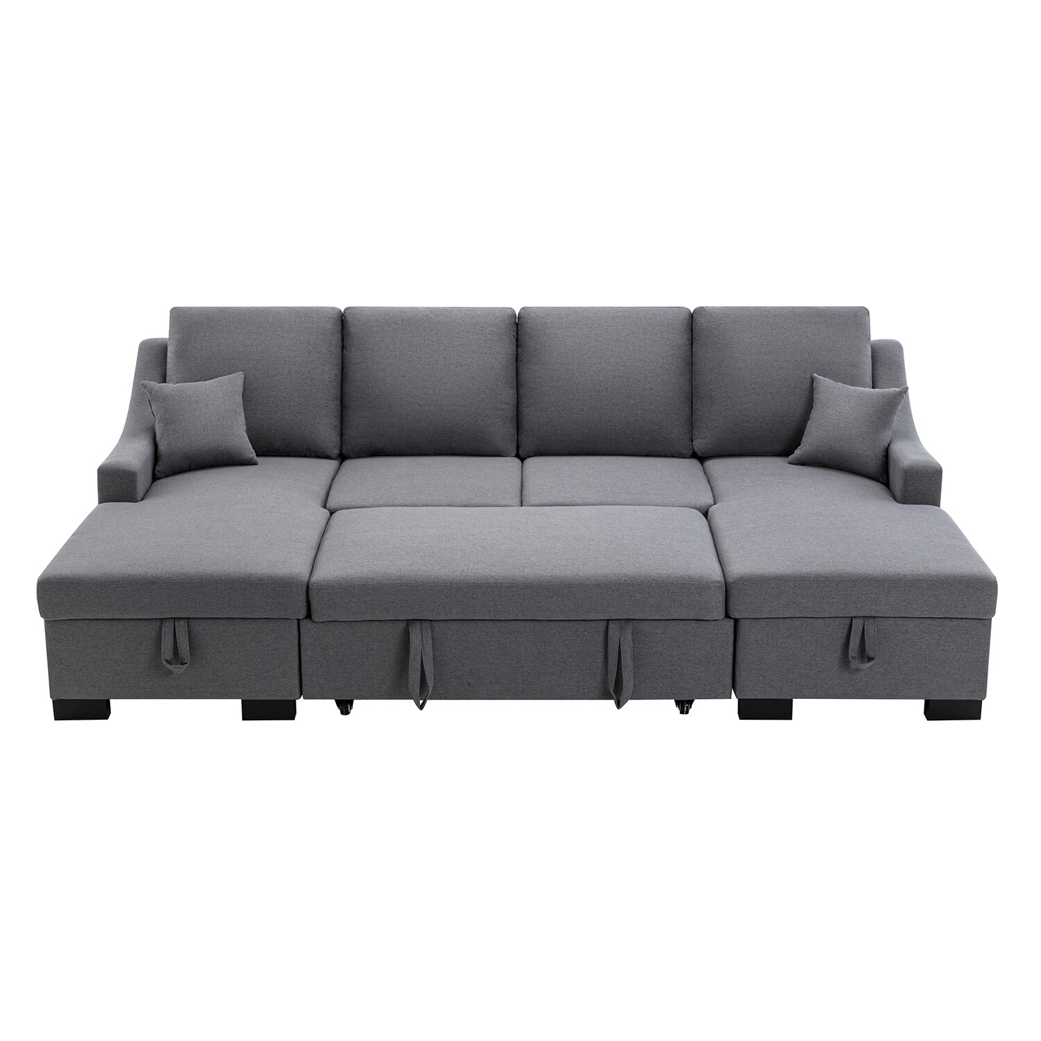 SINOFURN SYA370052BN 104.7-in Casual Gray Linen 4 -seater Reclining Sleeper