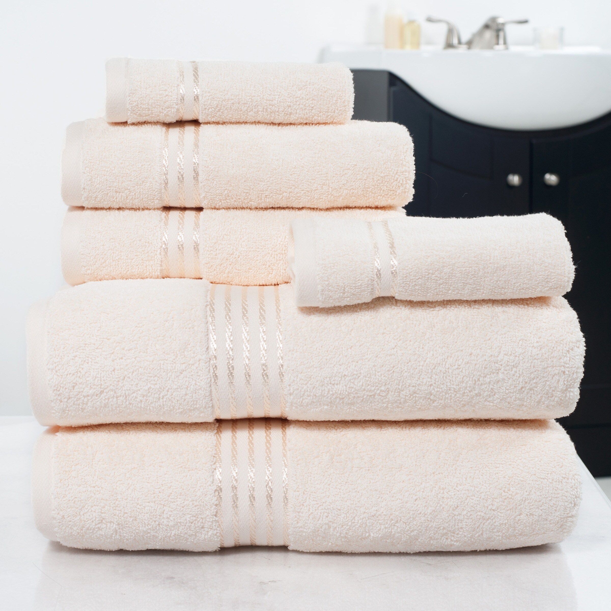 Hastings Home 6-Piece Light Blue Cotton Bath Towel Set (Bath Towels) in the Bathroom  Towels department at