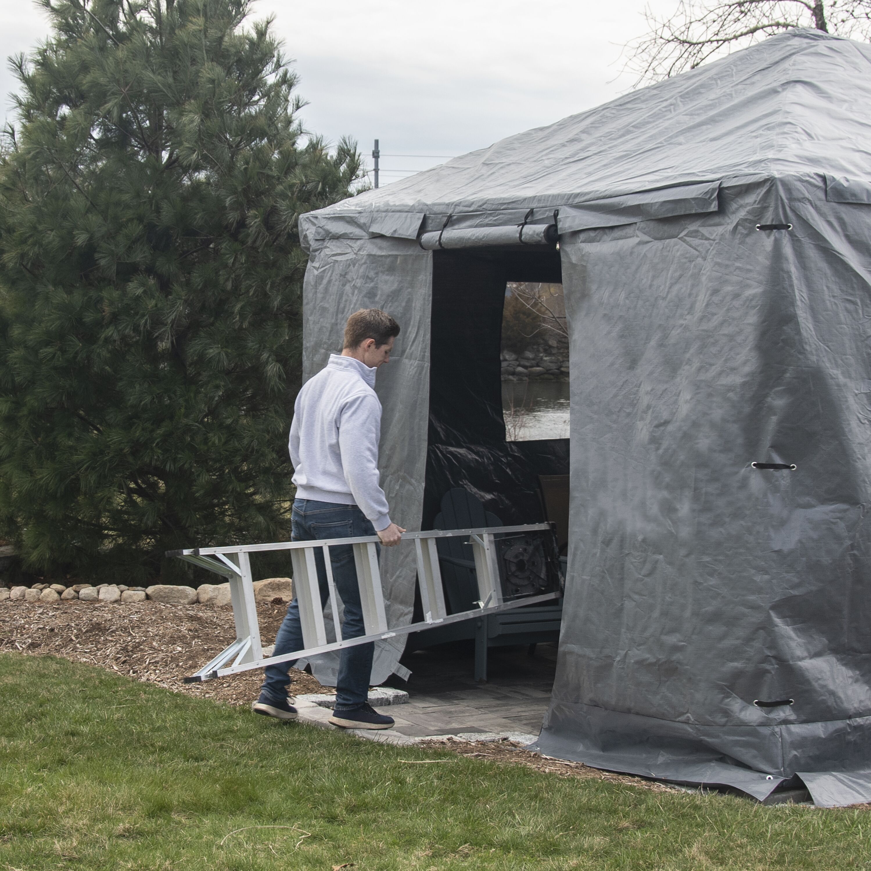 Sojag 145-in X 119.3-in Universal Grey Gazebo Winter Cover In The ...