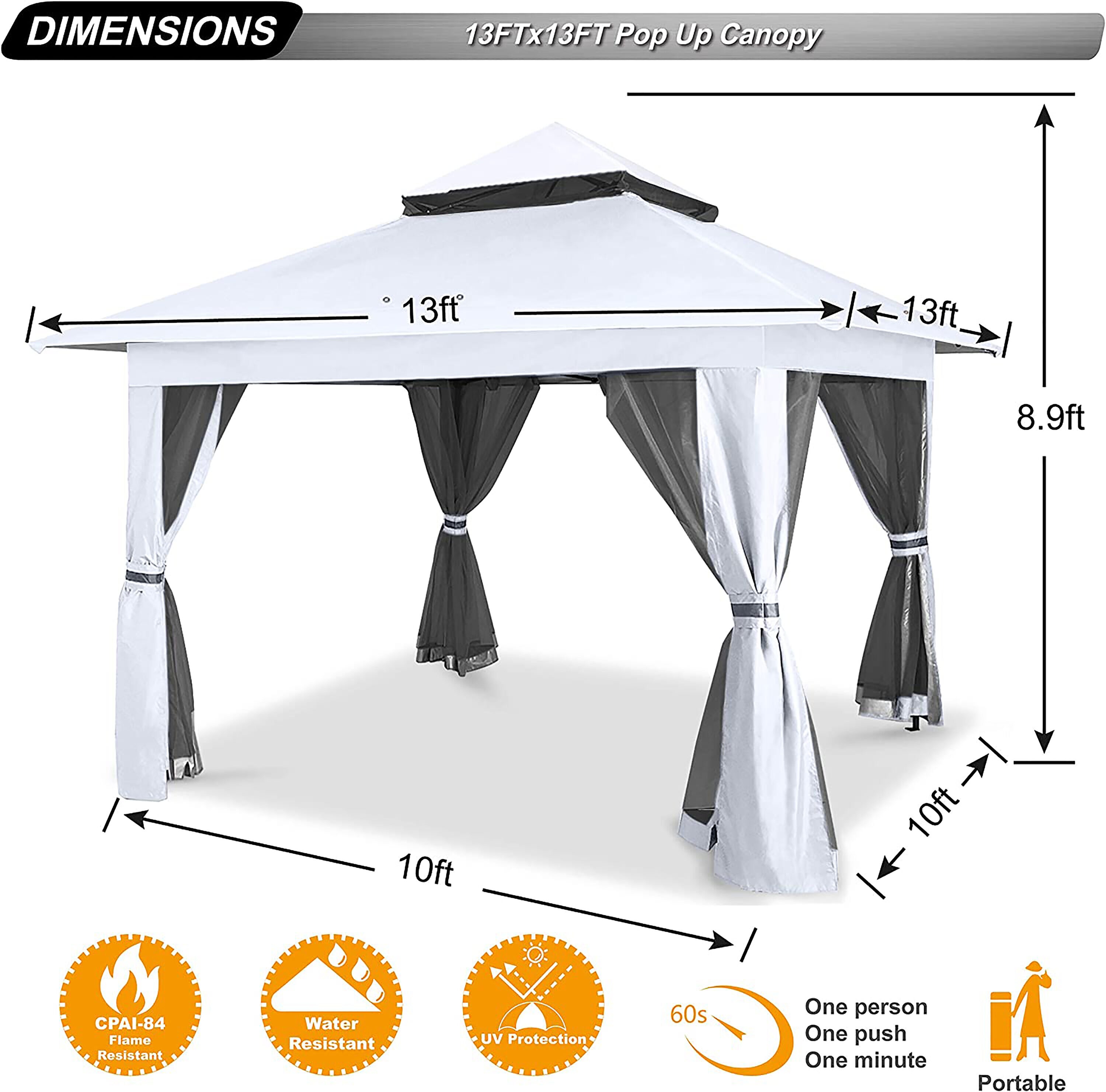 ABCCANOPY 13-ft x 13-ft Square White Pop-up Canopy 13X13TYSW-WHITE at ...