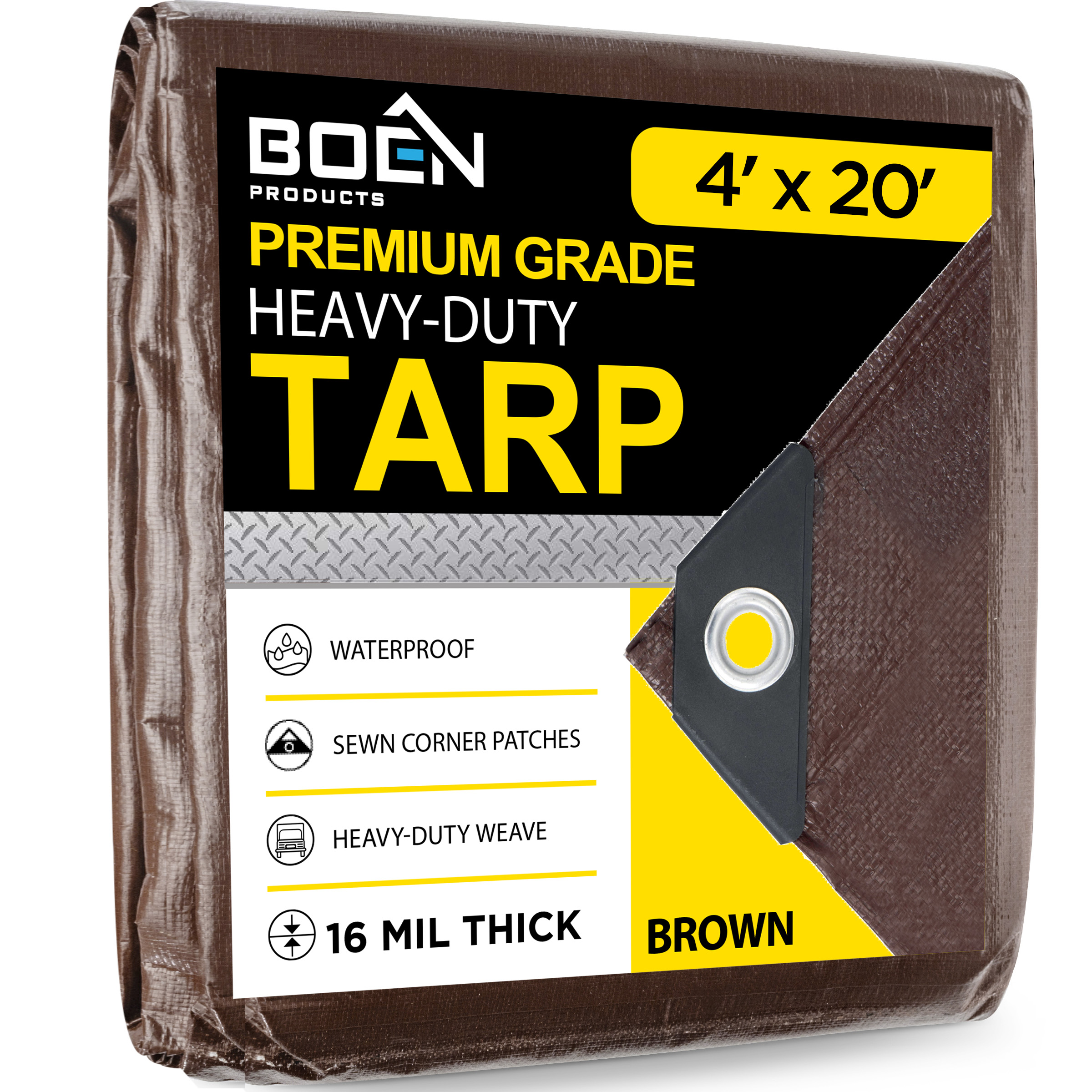 BOEN BR16T-420 4-ft x 20-ft Brown Waterproof Commercial Polyethylene 16-Mils Tarp