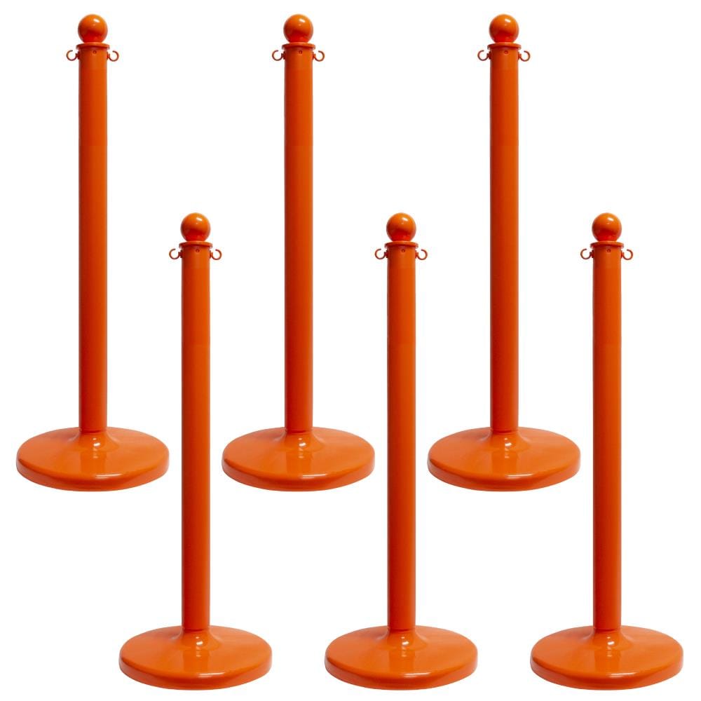 Mr. Chain 96412-6 Safety Orange Medium Duty Stanchion (6-pack)