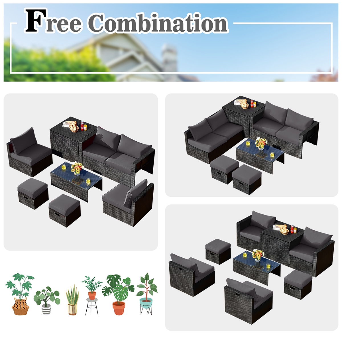 Forclover HYFE-68605GR Patio-Conversation-Sets - View #10
