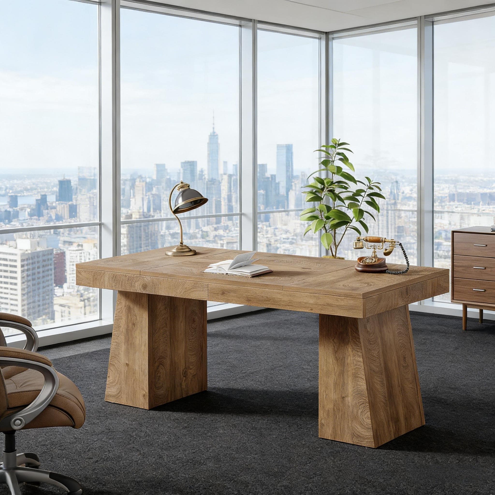 JUSHUA Modern Wood Executive Desk Computer Desk and Workstation Desk