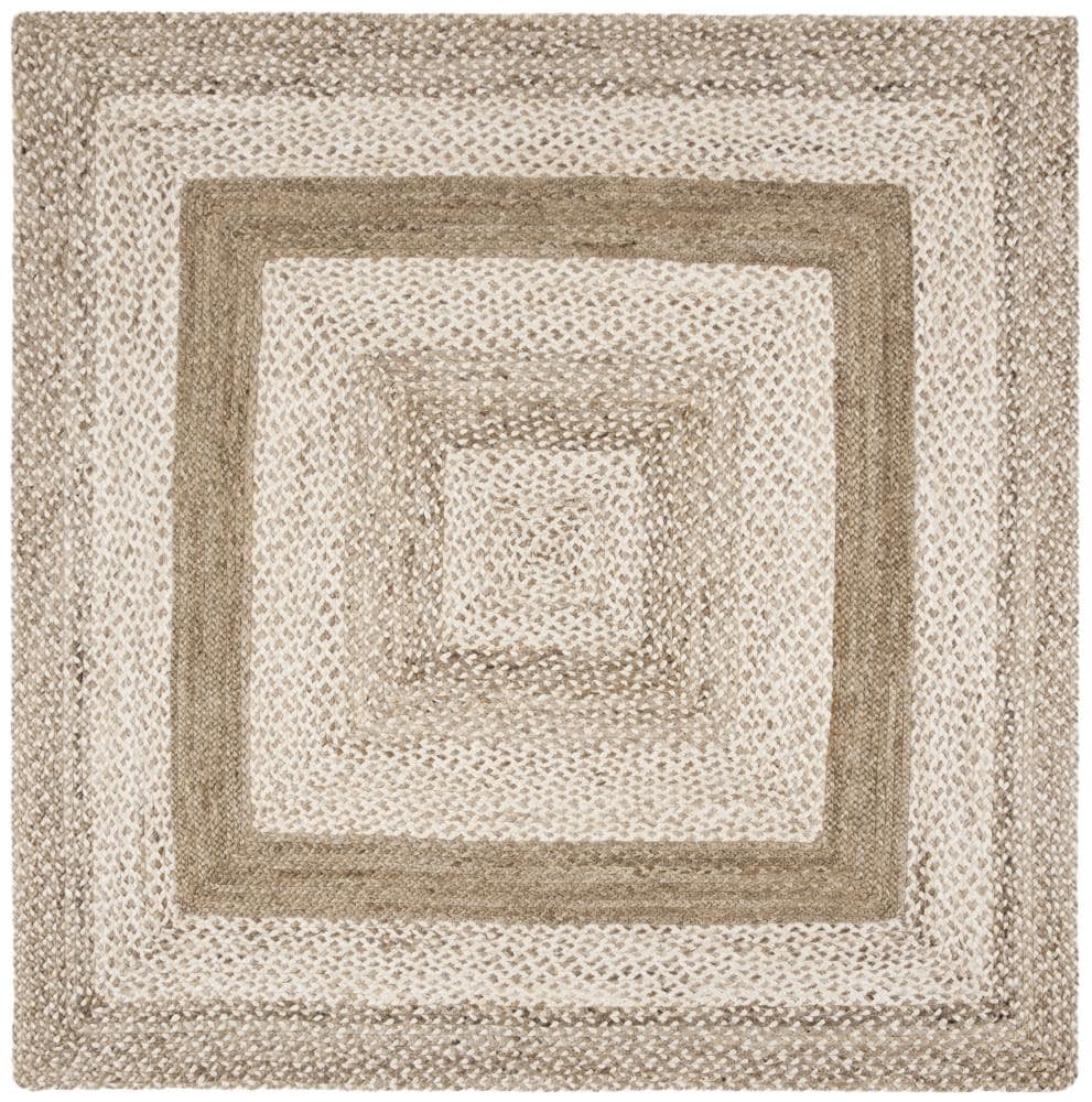 Safavieh NF884F-6SQ Natural Fiber Shinn 6 x 6 (ft) Jute Gray/Ivory Square Indoor Border Coastal Area rug