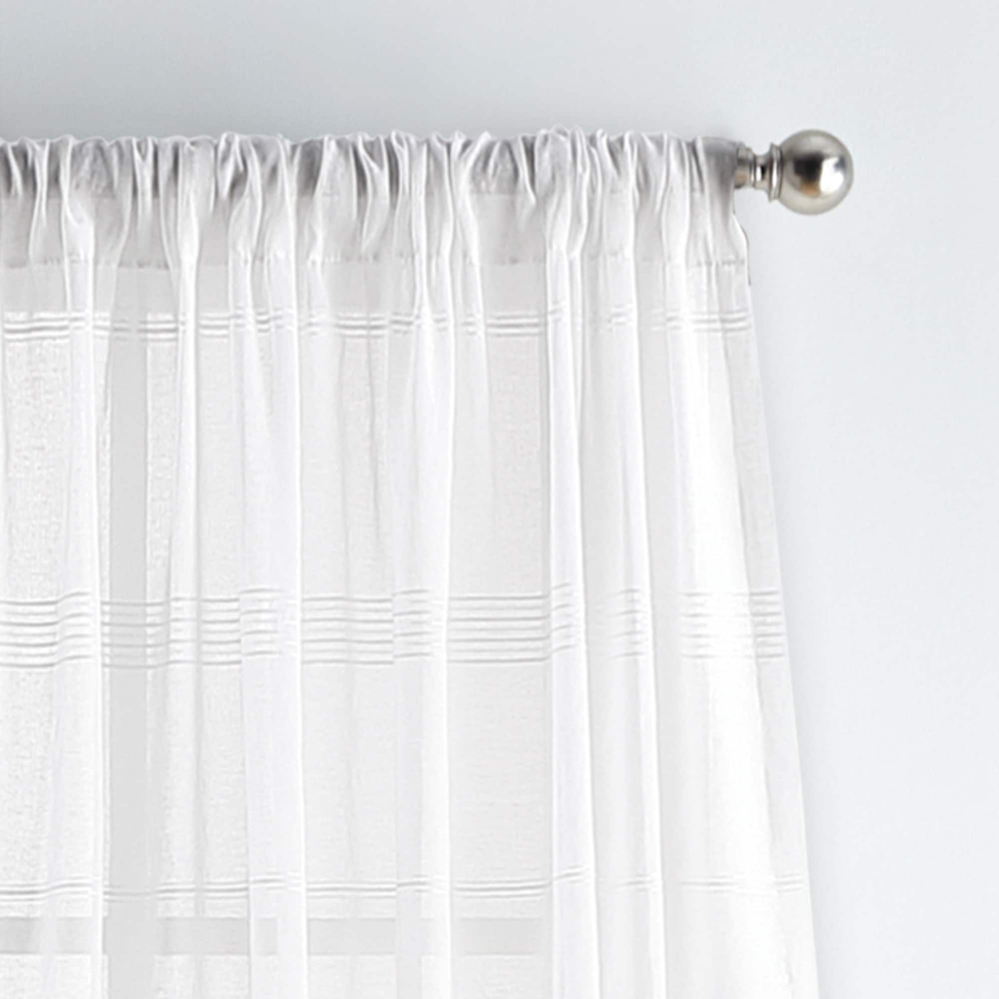 Martha Stewart 95-in White Sheer Rod Pocket Curtain Panel Pair in the ...