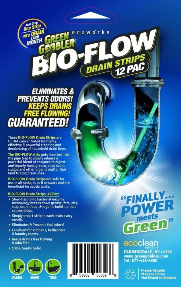 Green Gobbler Bio-Flow Drain Cleaning and Deodorizing Sticks (12