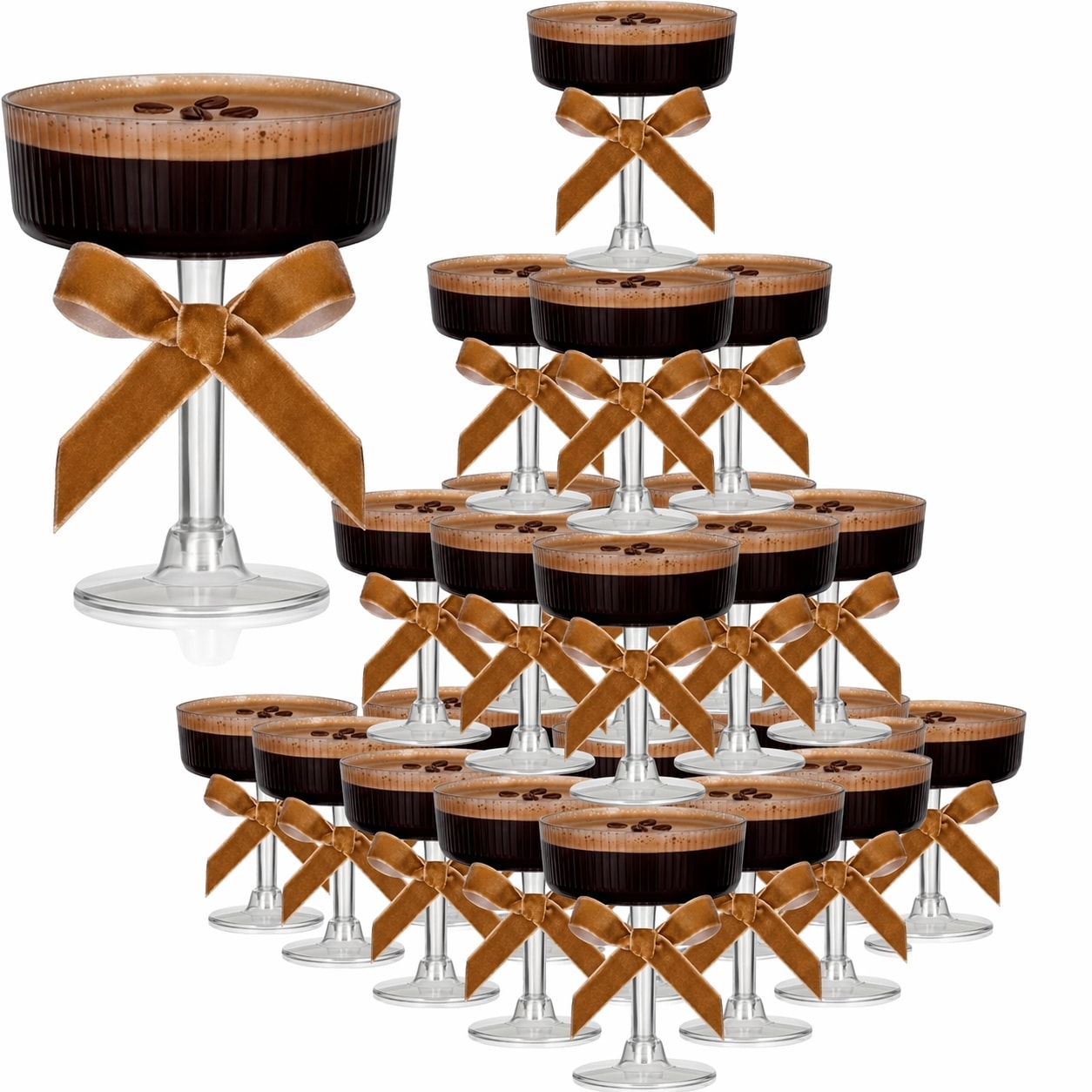 Aoibox  36 Piece 5 oz Espresso Martini Acrylic Coupe Set for Champagne Tower Decor with Velvet Ribbon Accents