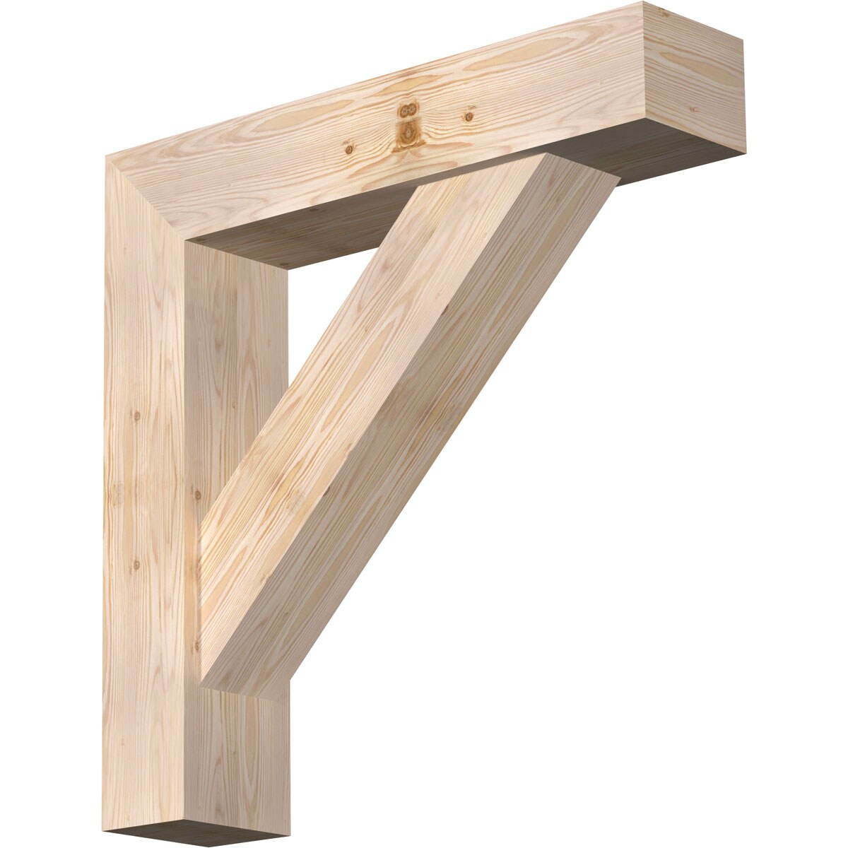 Ekena Millwork 1465093 Traditional Block Smooth Bracket with Offset Brace Douglas Fir Wood Standard Bracket