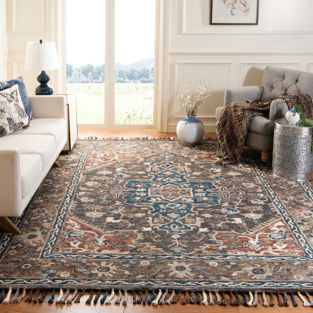 Aspen Charcoal and Light Brown Wool 8' x 10' Area Rug
