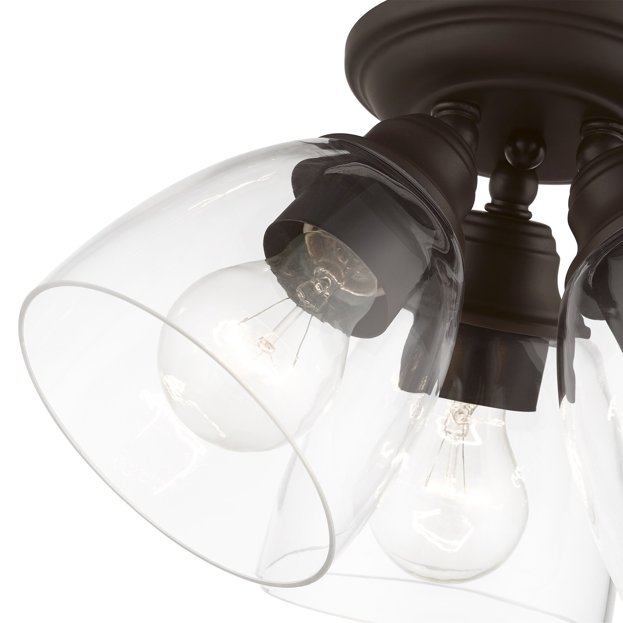 Bronze 3-Light Flush Mount with Clear Glass Shades
