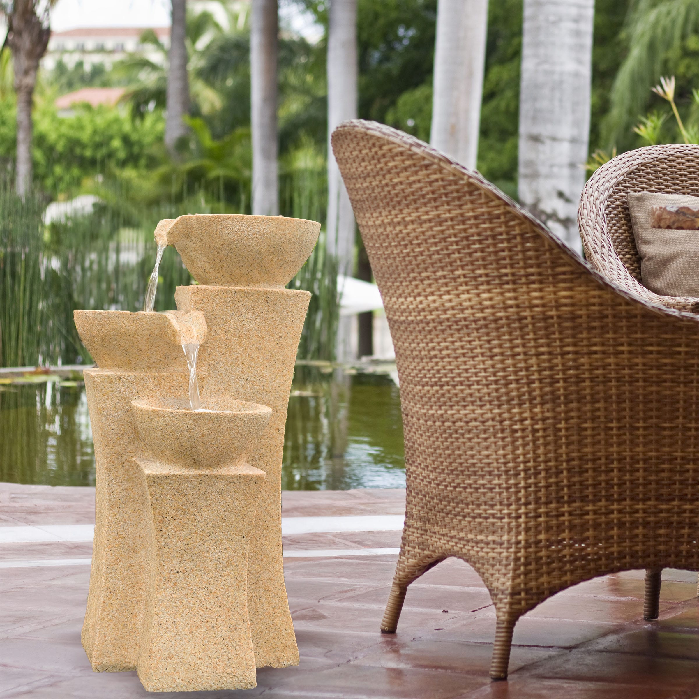 Pure Garden 50-0003 25.2-in H Resin Tiered Outdoor Fountain Pump Included