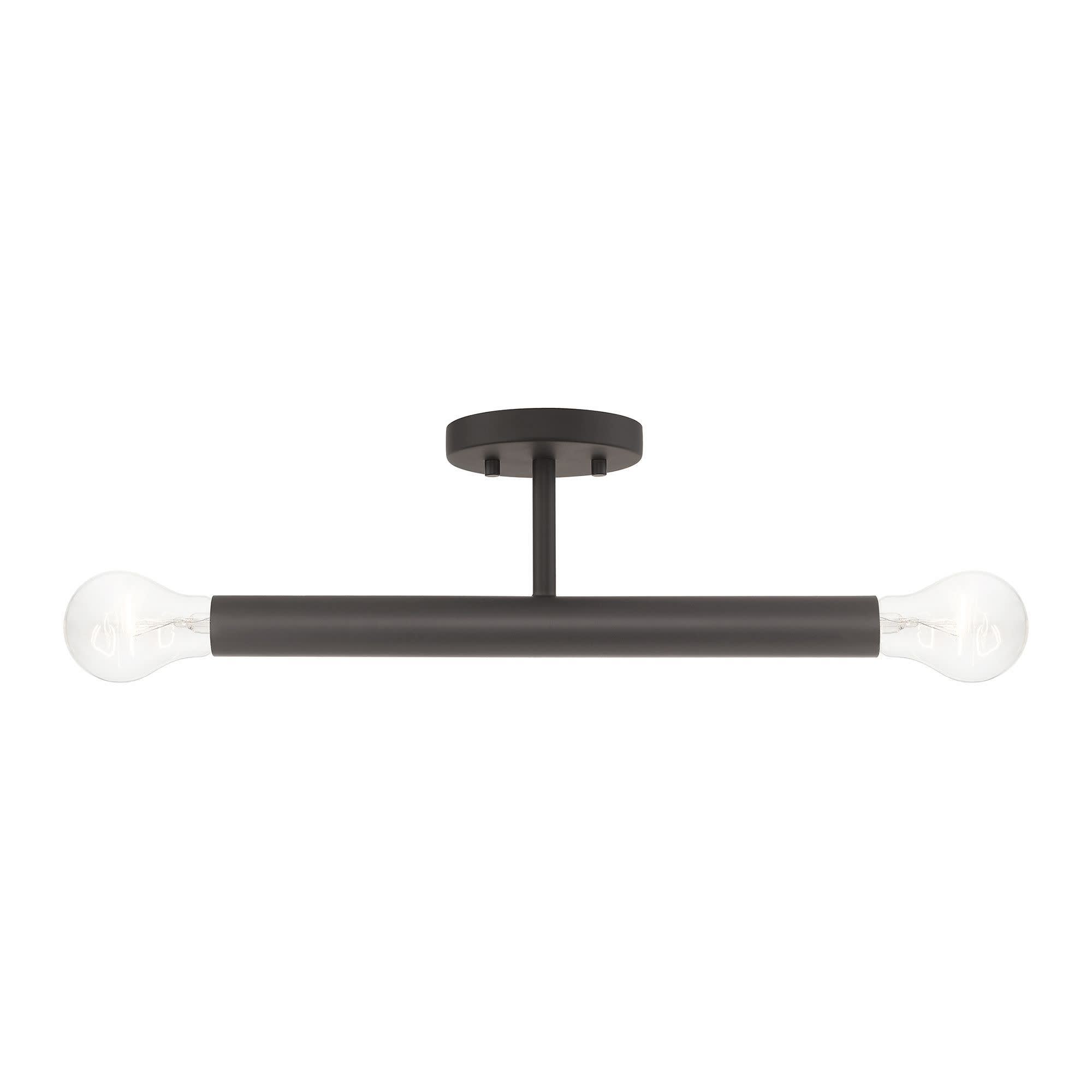 Livex Lighting A-LIVEX-51139-07 Copenhagen 2 - Light Bronze Dark Brown Mid Century Modern / Minimalist / Scandinavian Incandescent Steel Flush Mount Light
